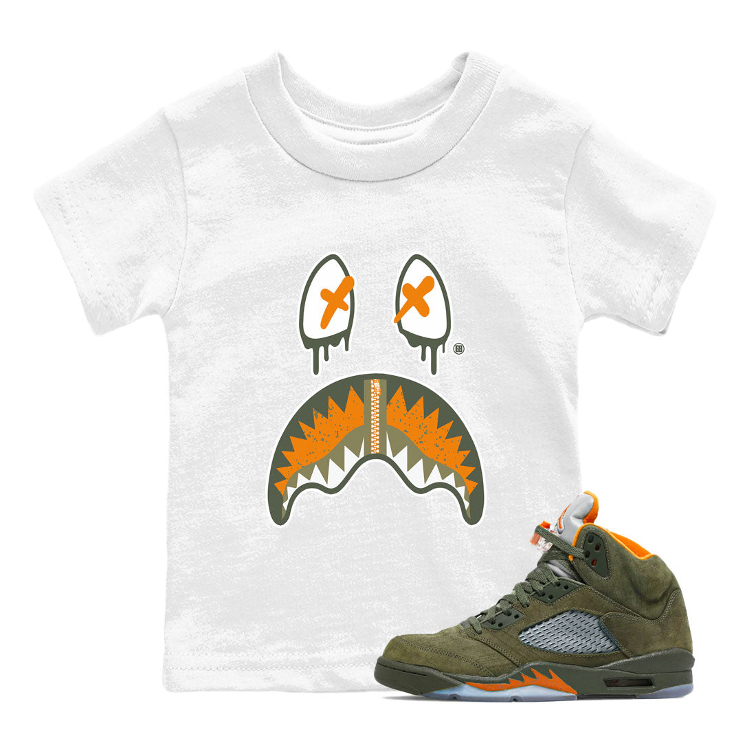 Shark Face snkmatch Tees Kids - Air Jordan 5 Olive