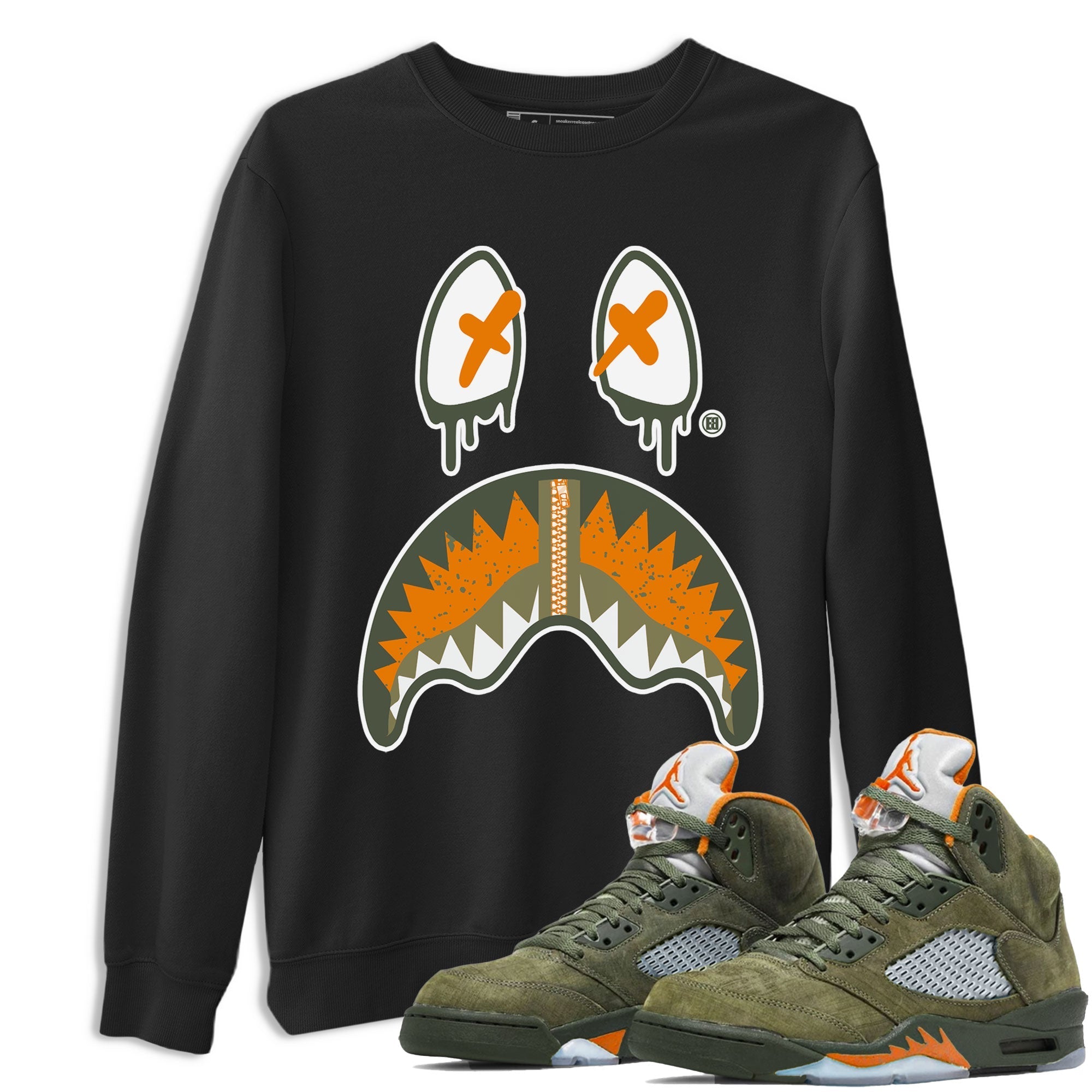Shark Face snkmatch Tees - Air Jordan 5 Olive