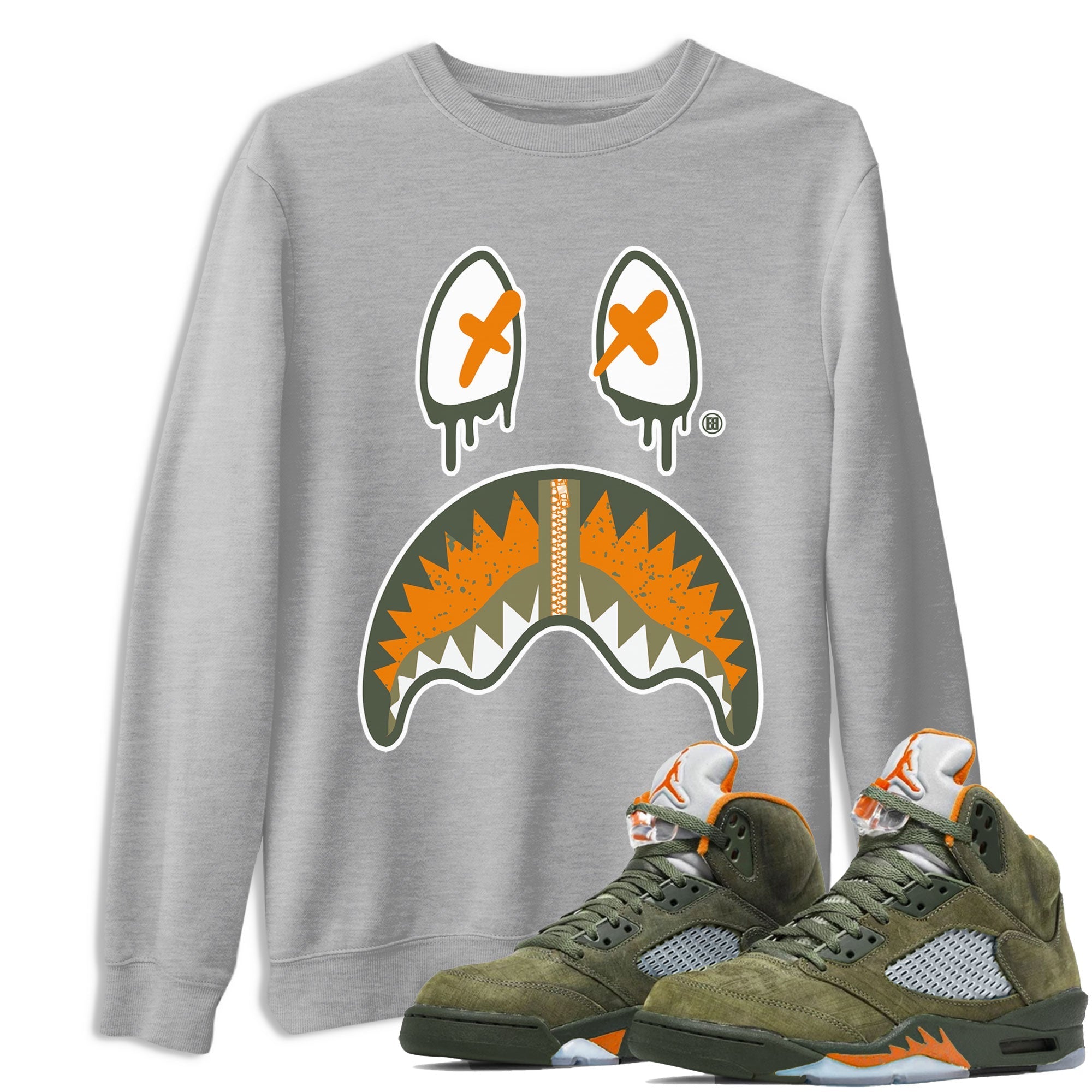 Shark Face snkmatch Tees - Air Jordan 5 Olive