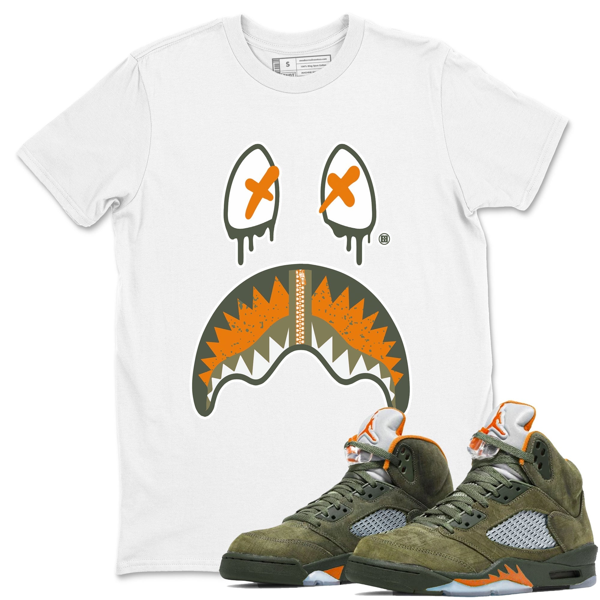 Shark Face snkmatch Tees - Air Jordan 5 Olive