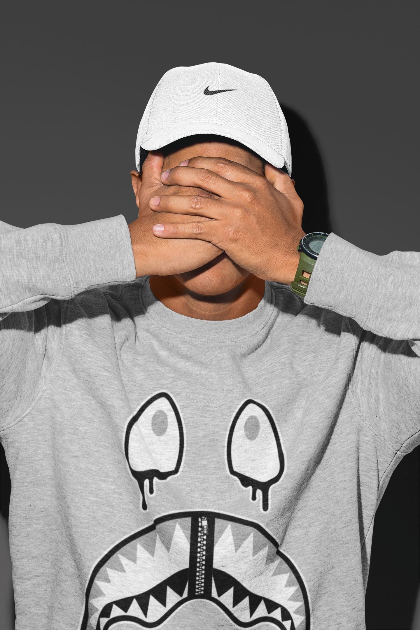 Shark Face Unisex Tops - Air Jordan 4 Military Black