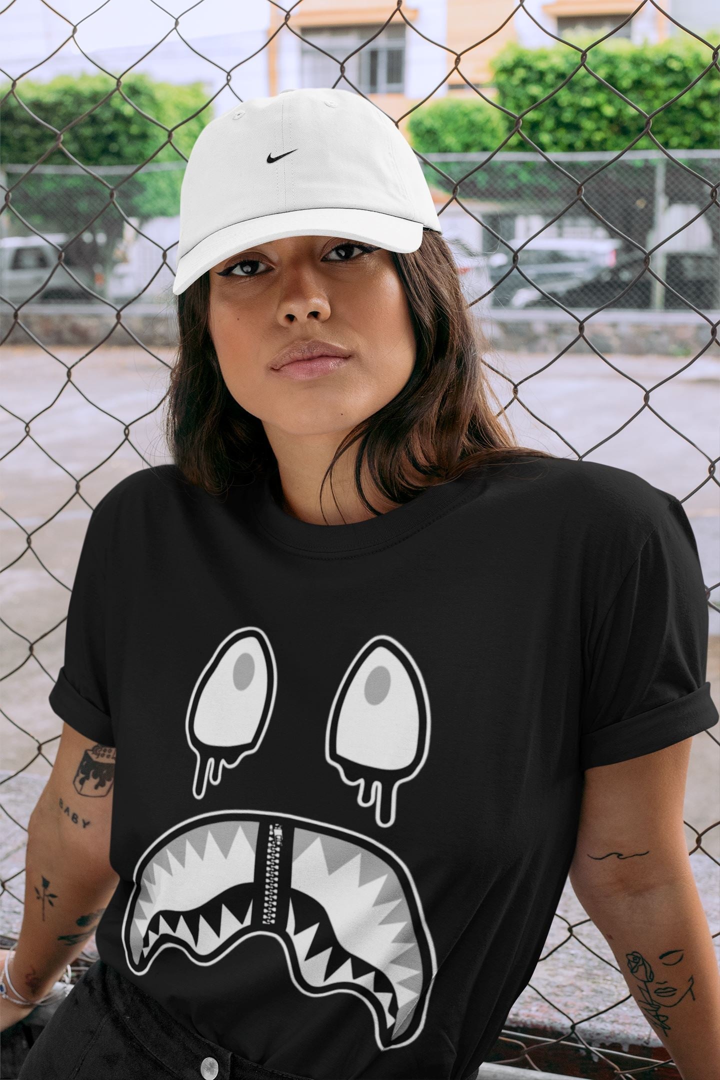 Shark Face Unisex Tops - Air Jordan 4 Military Black