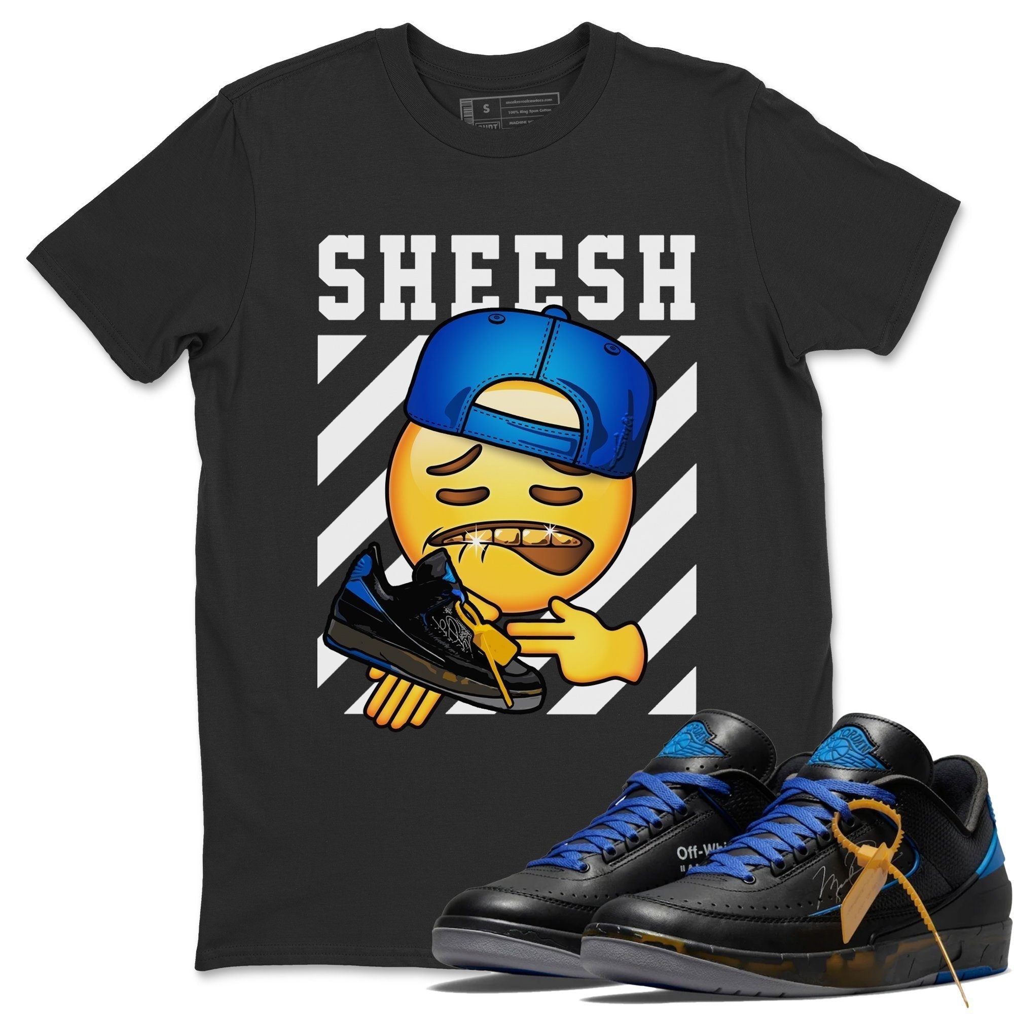 Sheesh Unisex Tops - Air Jordan 2 OFF-WHITE Black Blue