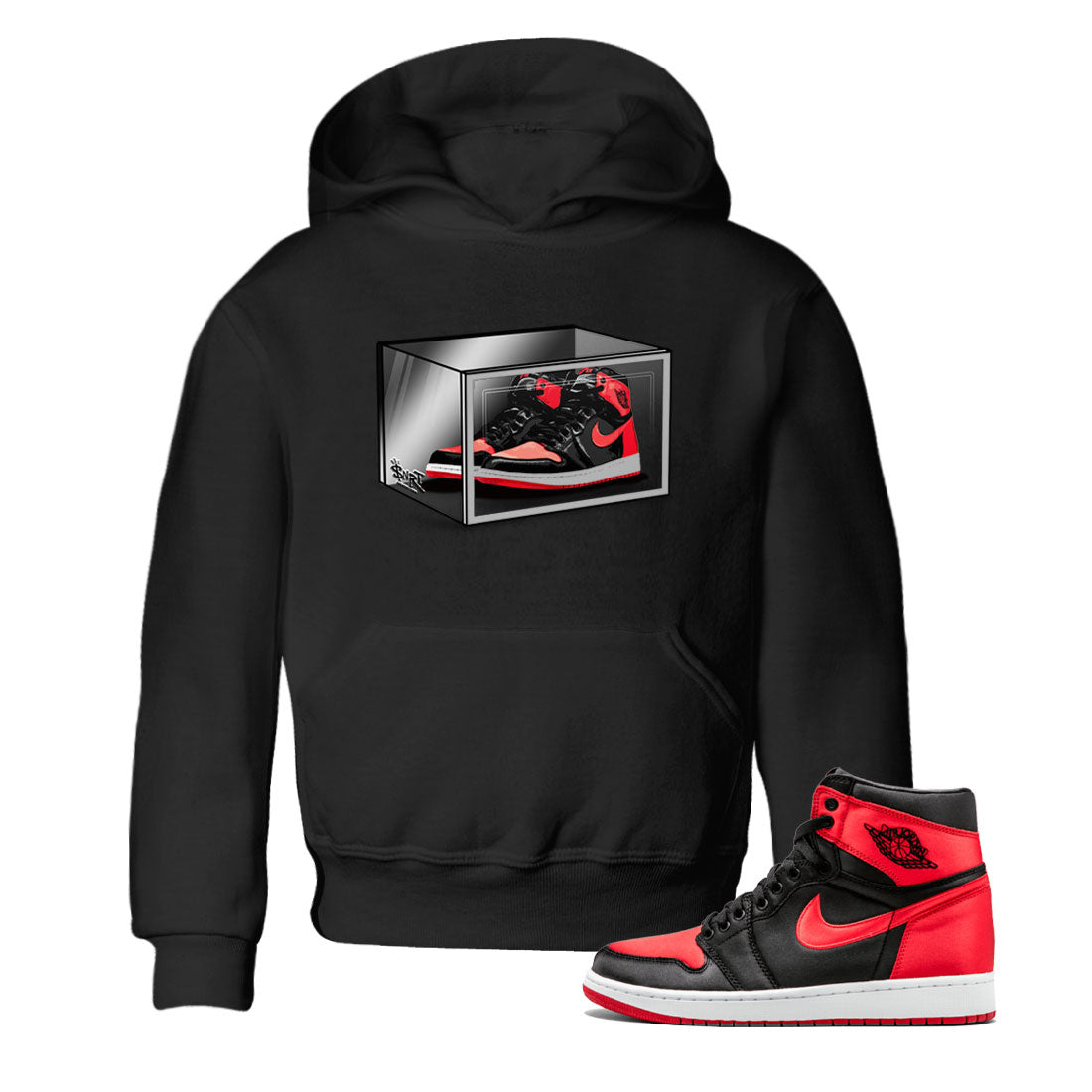 Shoe Box snkmatch Tee Kids - Air Jordan 1 Satin Bred