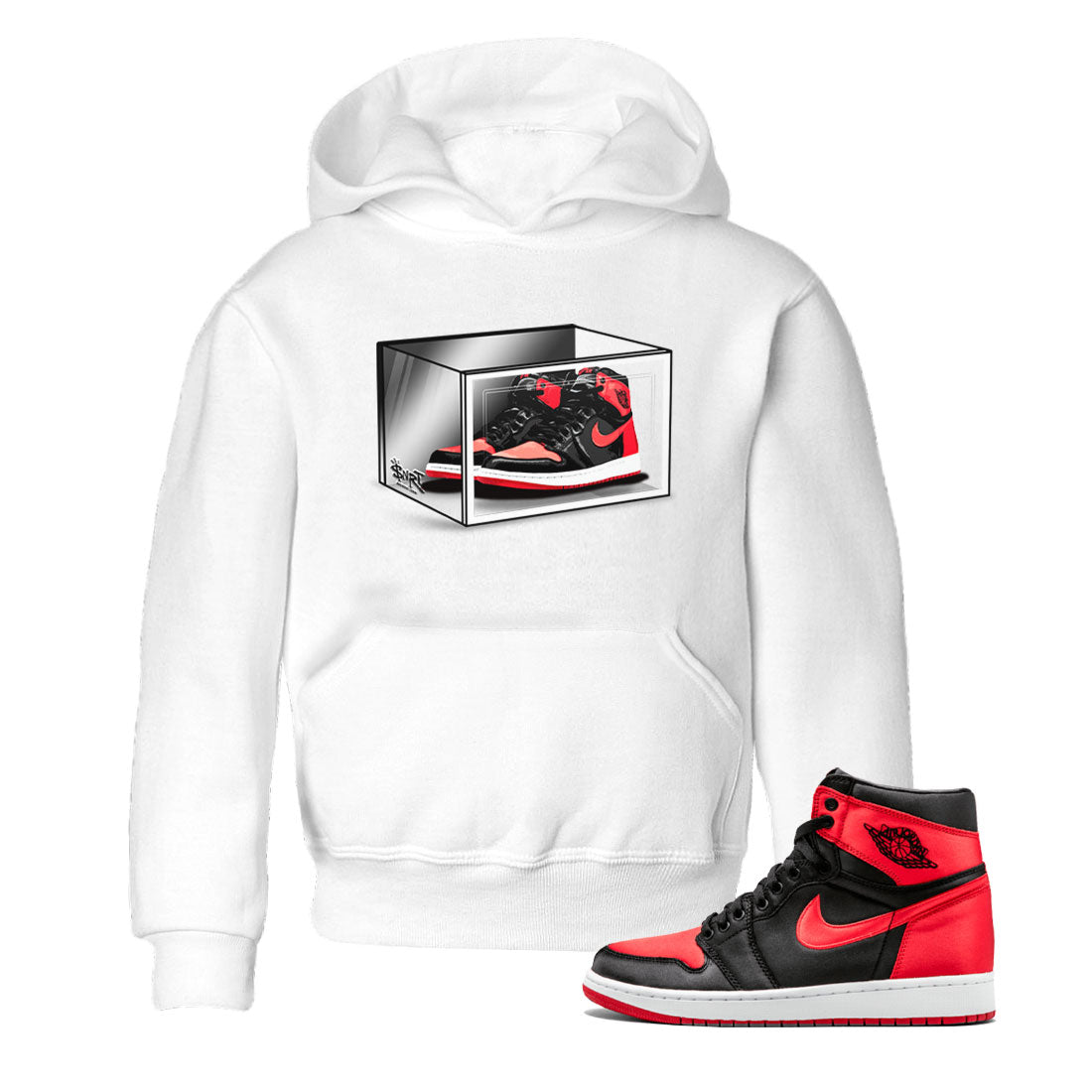 Shoe Box snkmatch Tee Kids - Air Jordan 1 Satin Bred