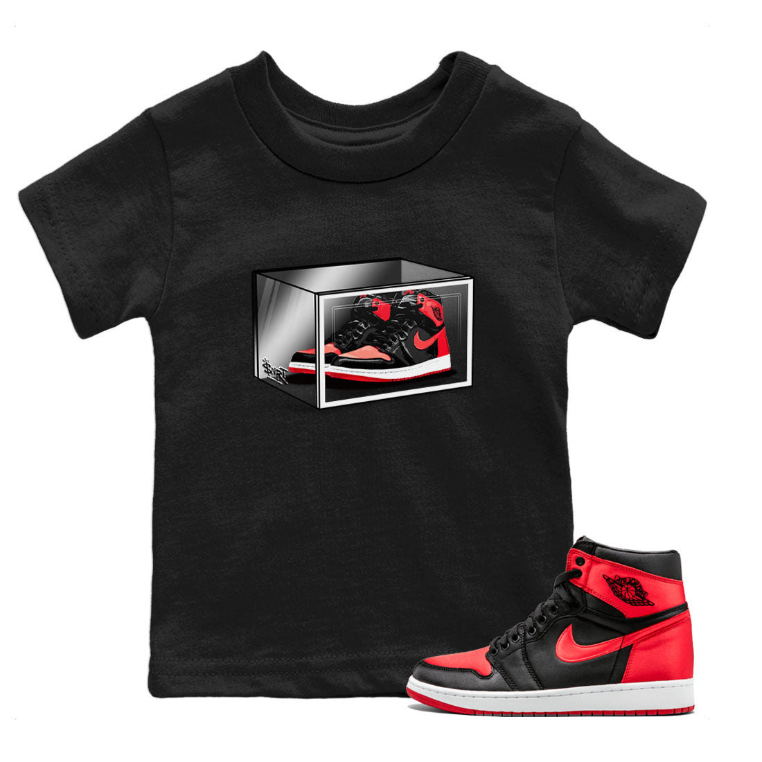 Shoe Box snkmatch Tee Kids - Air Jordan 1 Satin Bred