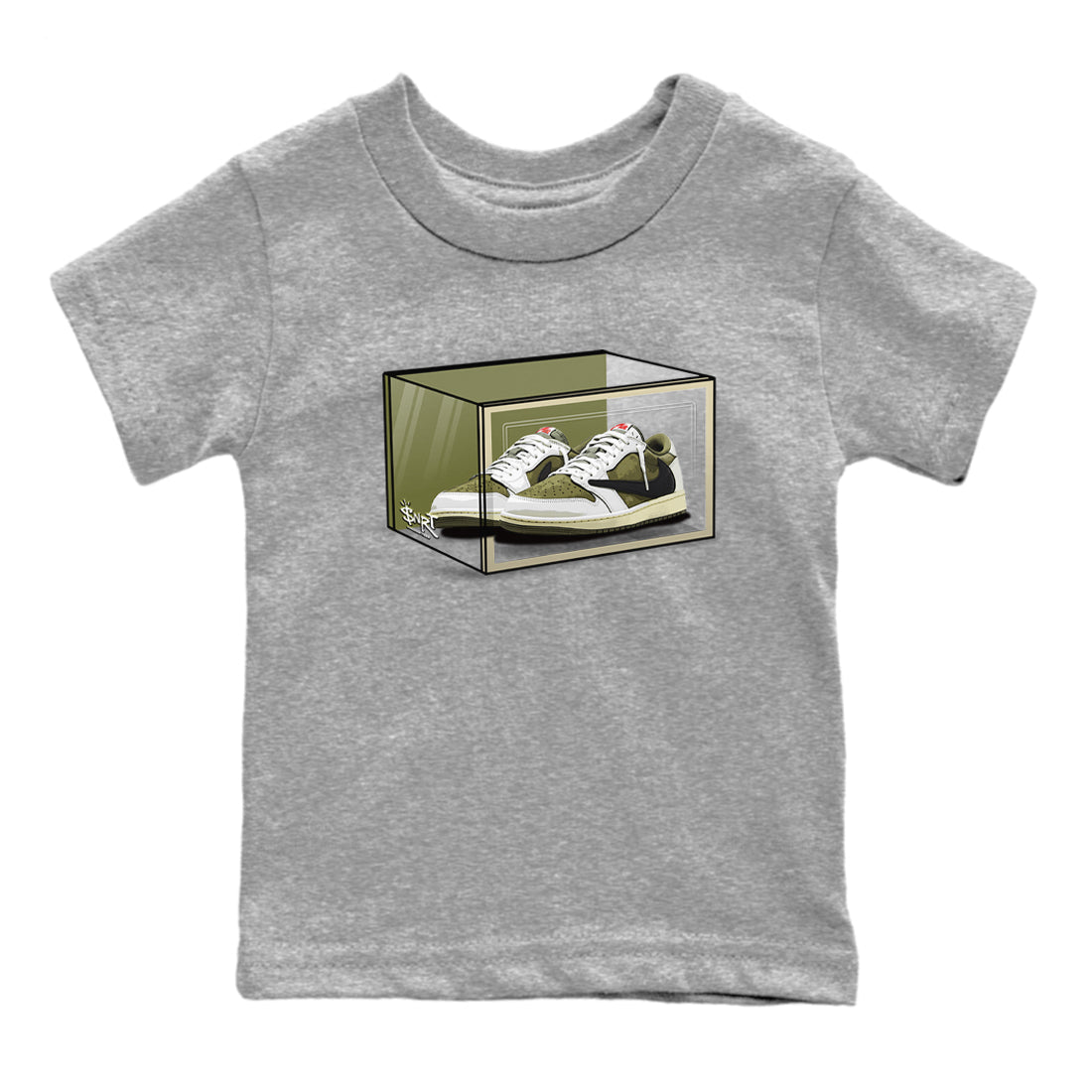 Shoe Box snkmatch Tees Kids - Air Jordan 1 Travis Scott Medium Olive