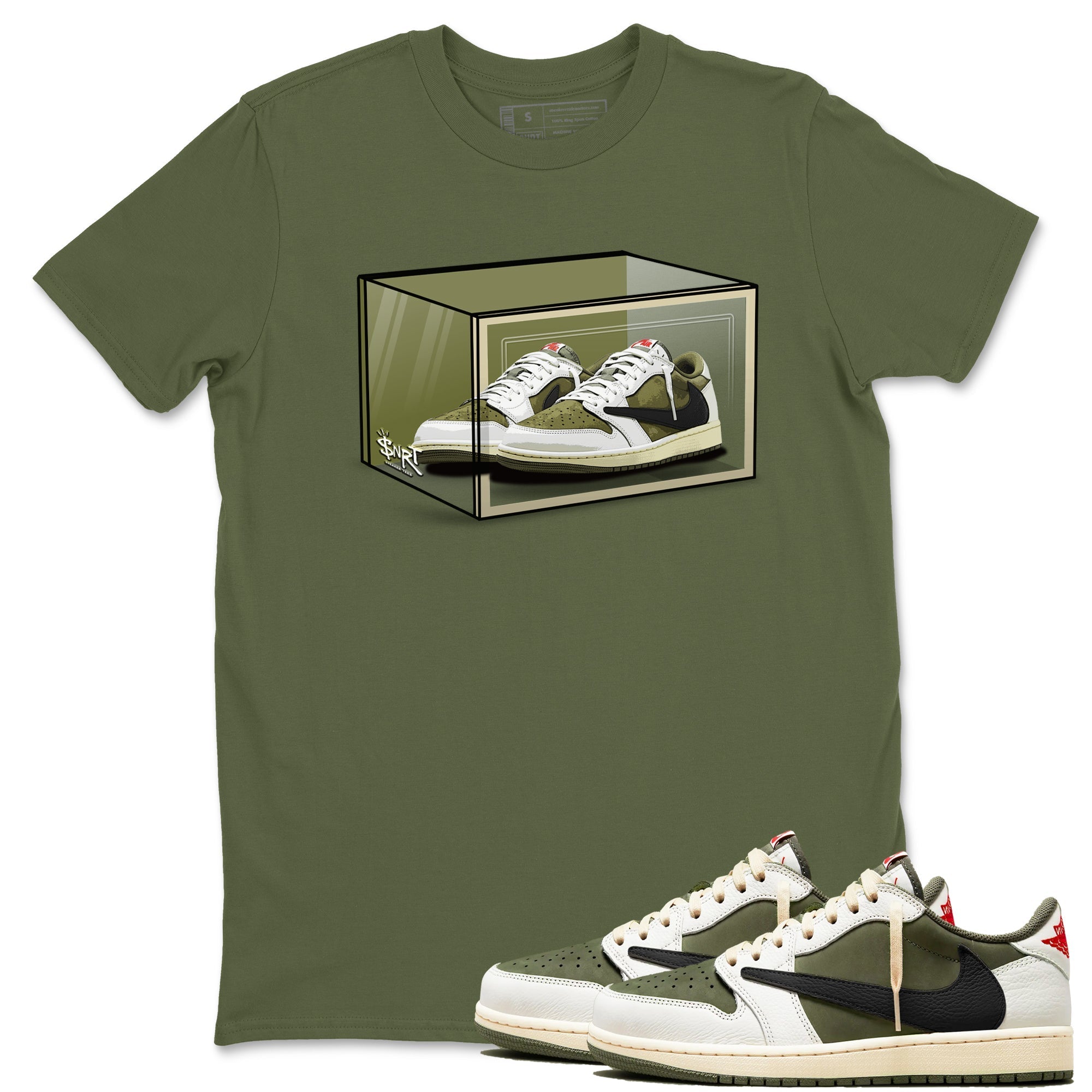 Shoe Box snkmatch Tees - Air Jordan 1 Travis Scott Medium Olive