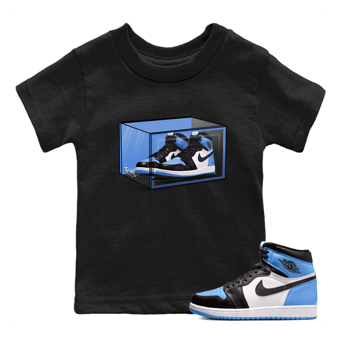 Shoe Box snkmatch Tee Kids - Air Jordan 1 UNC Toe