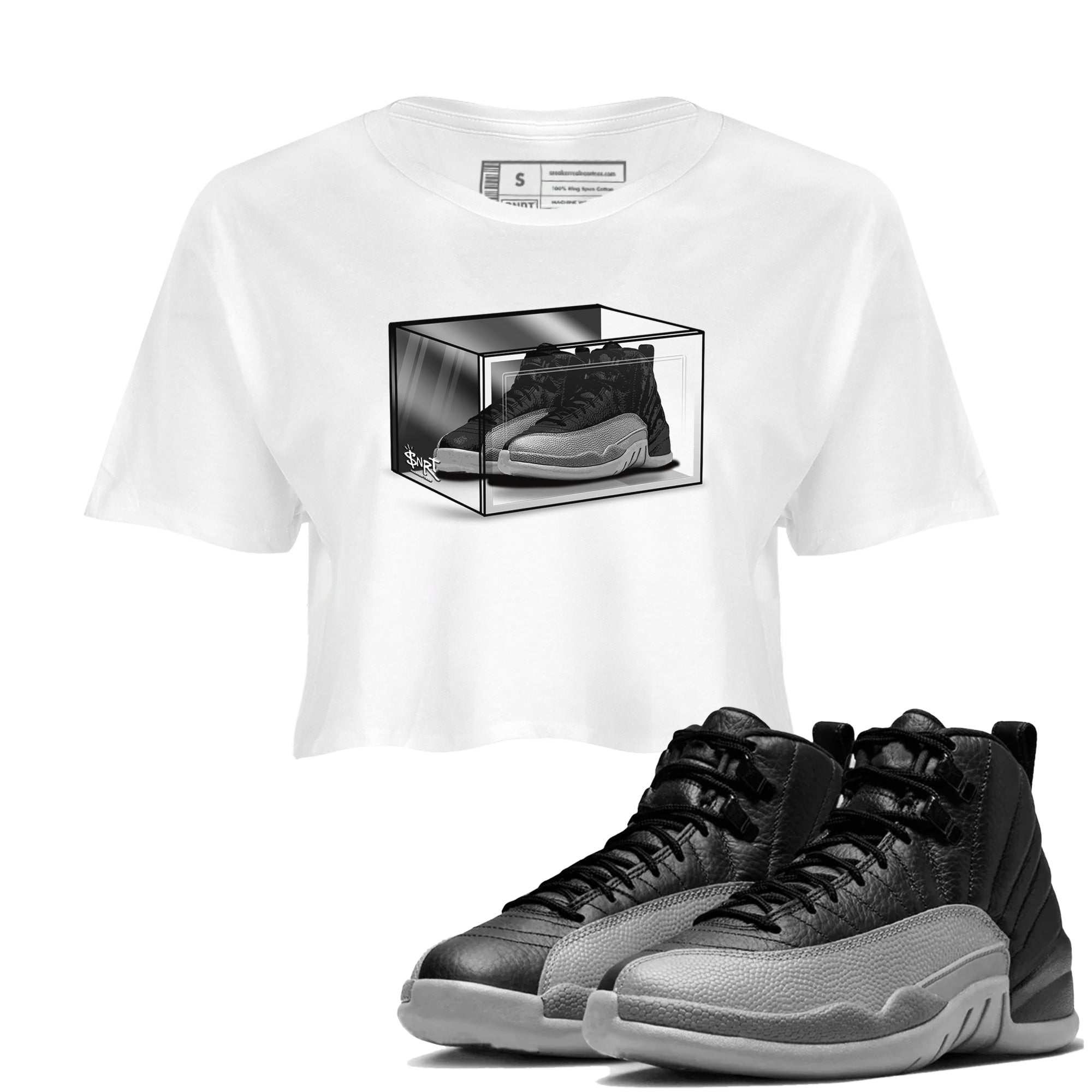 Shoe Box snkmatch Women's Top - Air Jordan 12 Black Wolf Grey