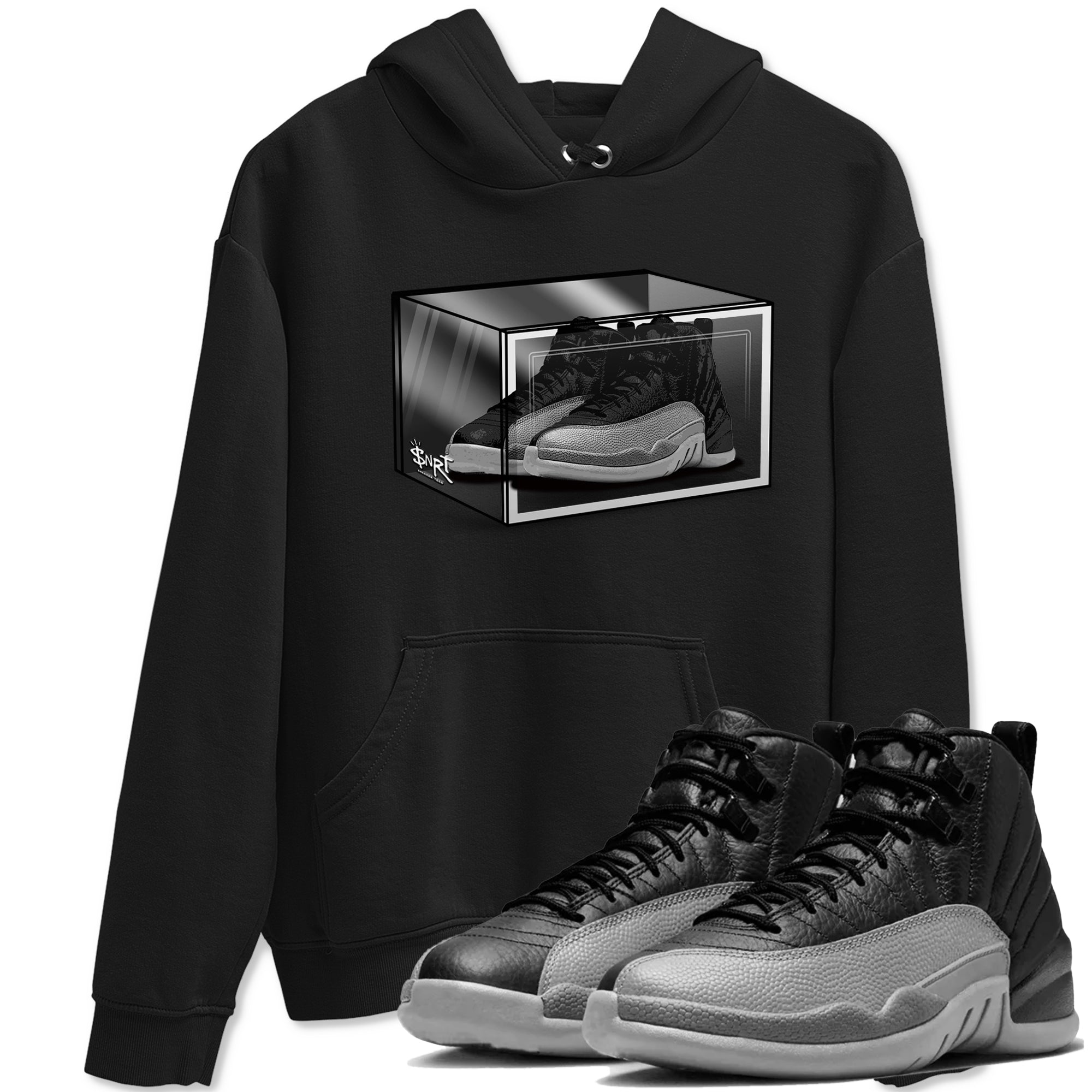 Shoe Box snkmatch Tees - Air Jordan 12 Black Wolf Grey