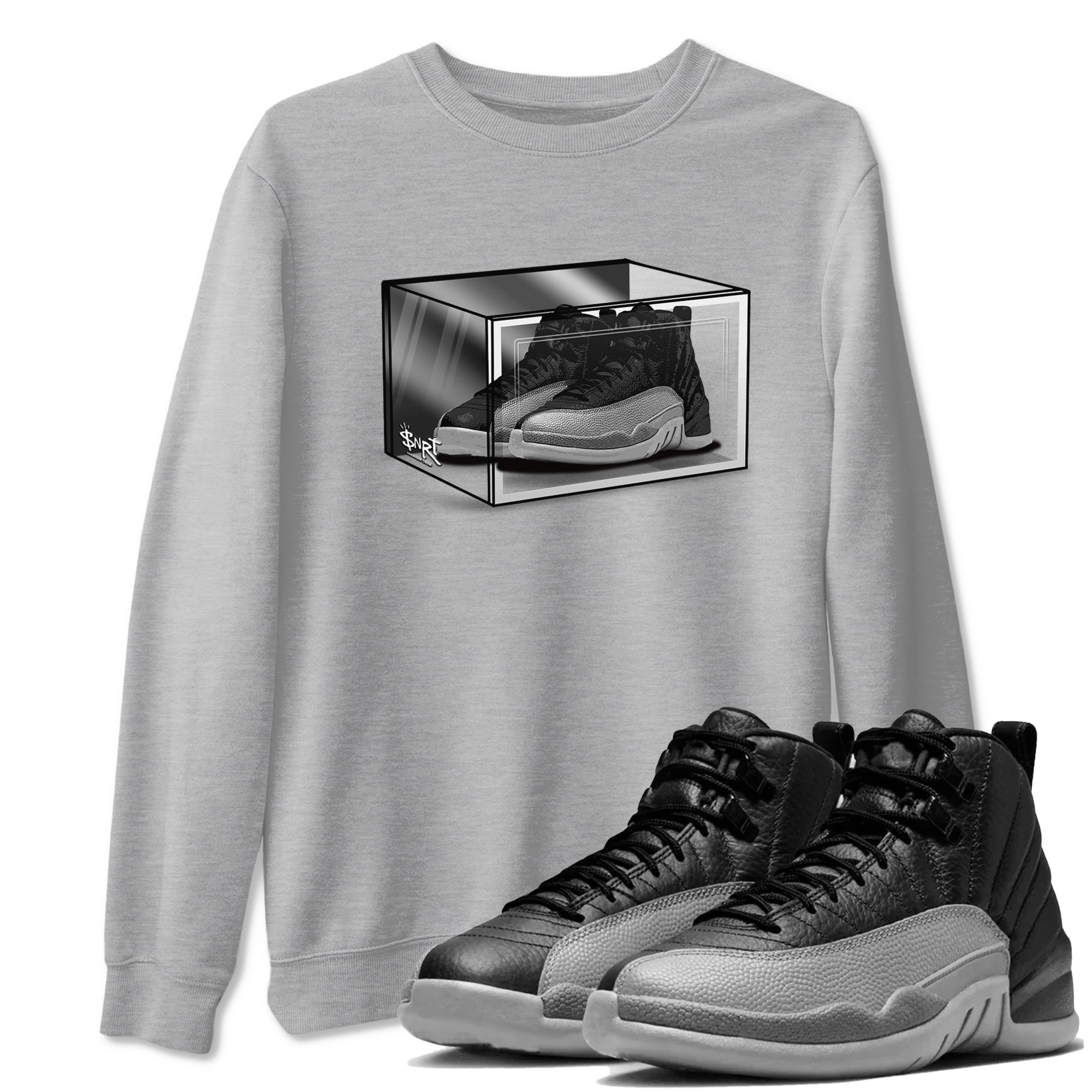 Shoe Box snkmatch Tees - Air Jordan 12 Black Wolf Grey