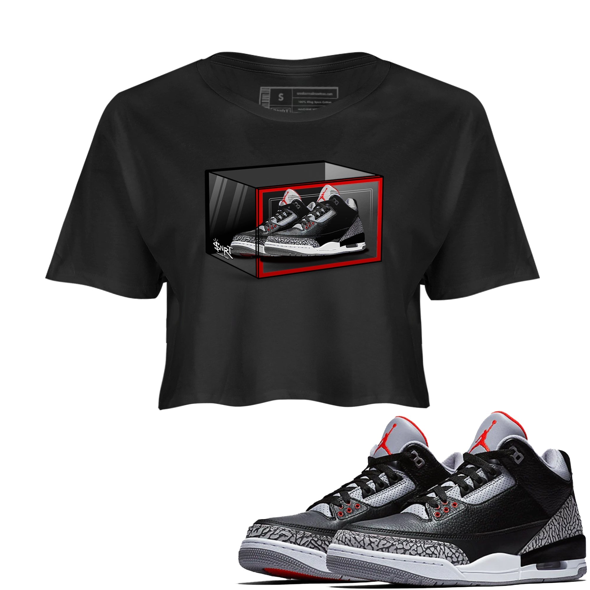 Shoe Box snkmatch Women's Top - Air Jordan 3 Black Cement