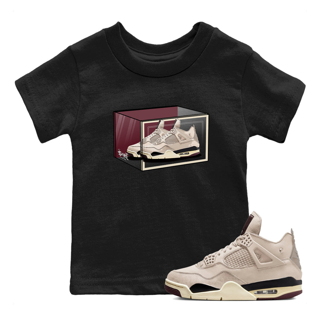 Shoe Box snkmatch Tees Kids - Air Jordan 4 A Ma Maniere x Fossil Stone