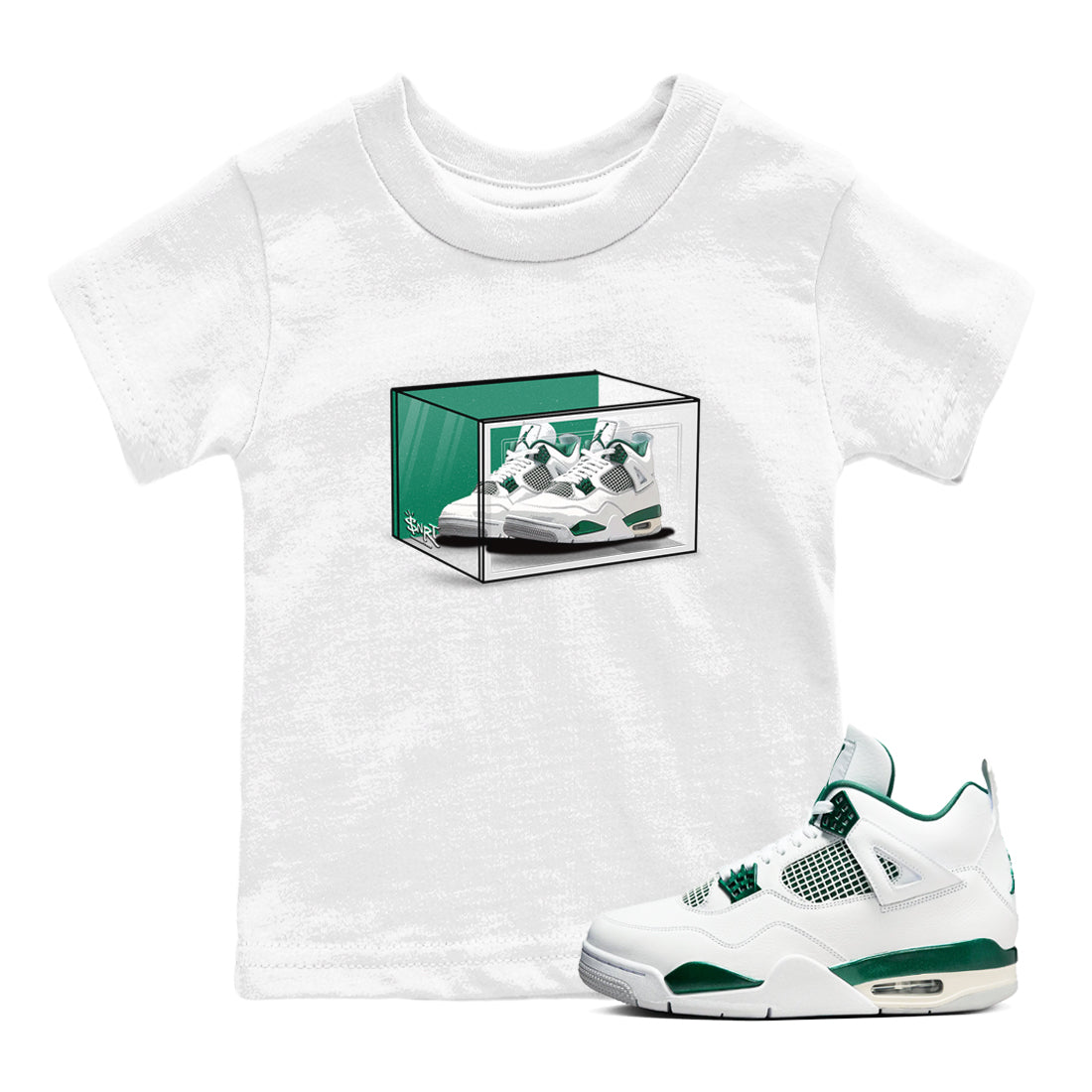 Shoe Box snkmatch Tees Kids - Air Jordan 4 Oxidized Green