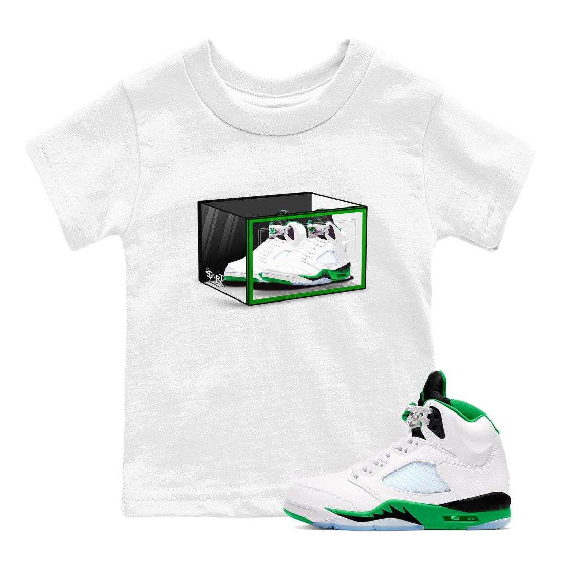 Shoe Box snkmatch Tee Kids - Air Jordan 5 Lucky Green