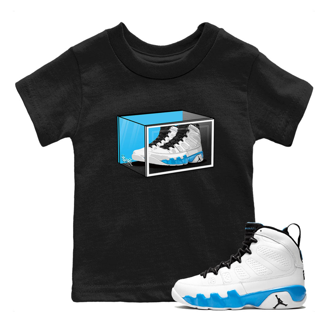 Shoe Box snkmatch Tees Kids - Air Jordan 9 Powder Blue