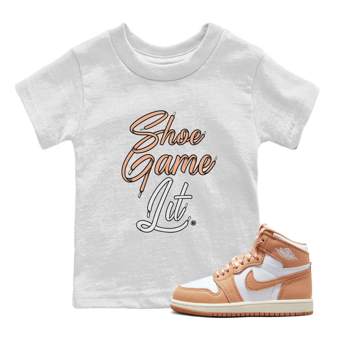 Shoe Game Lit Shoe Lace snkmatch Tee Kids - Air Jordan 1 Praline