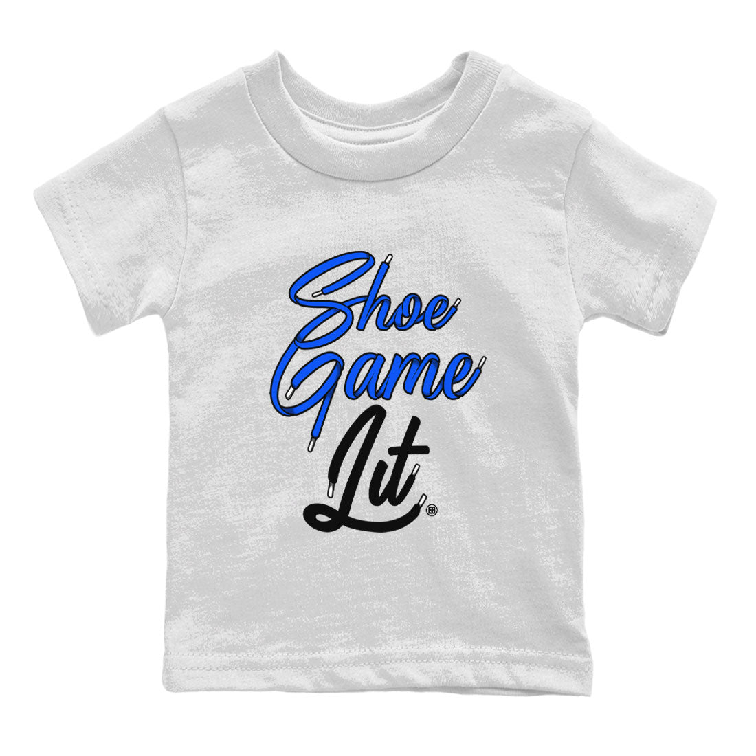 Shoe Game Lit Shoe Lace snkmatch Tee Kids - Air Jordan 1 Royal Reimagined