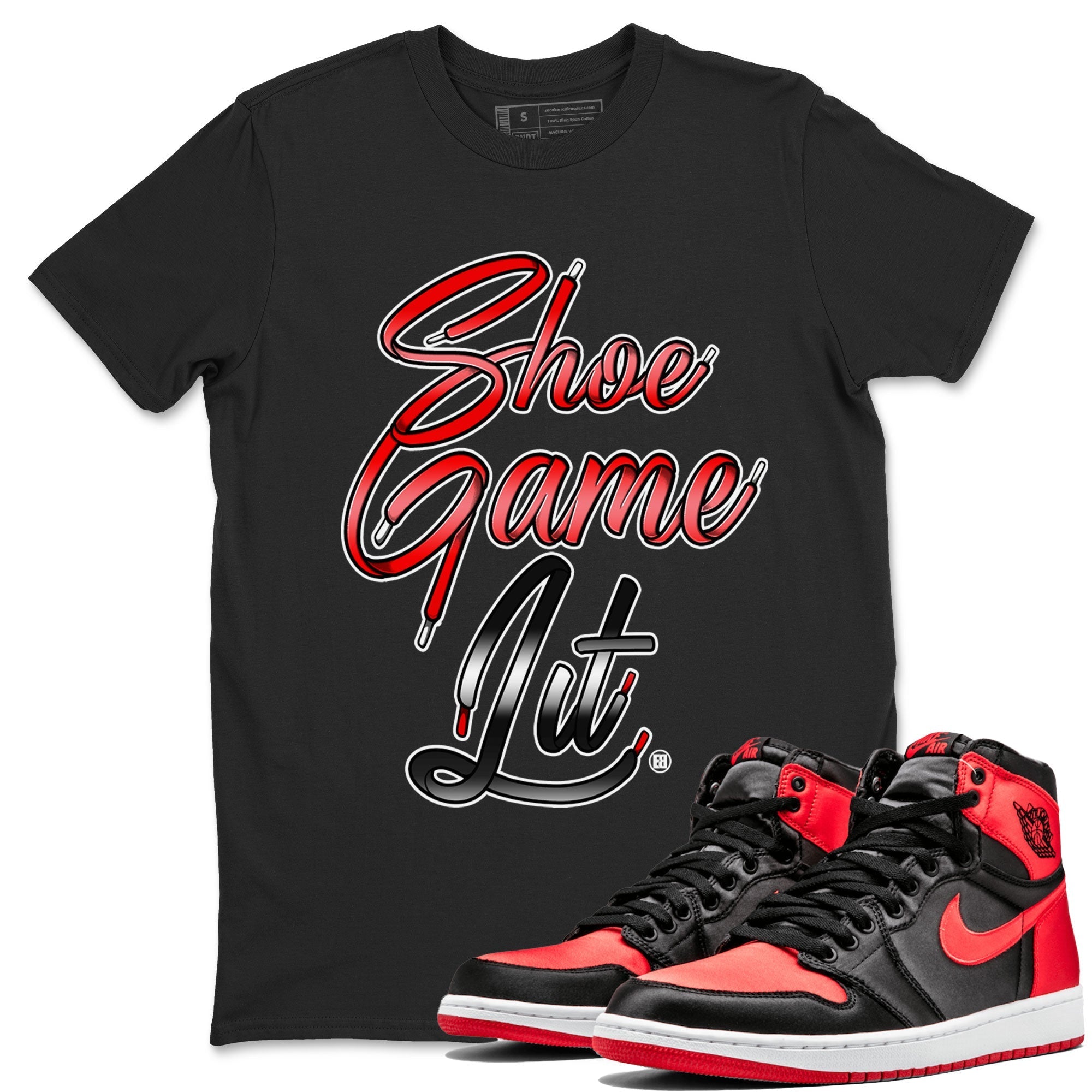 Shoe Game Lit Shoe Lace Unisex Tops - Air Jordan 1 Satin Bred