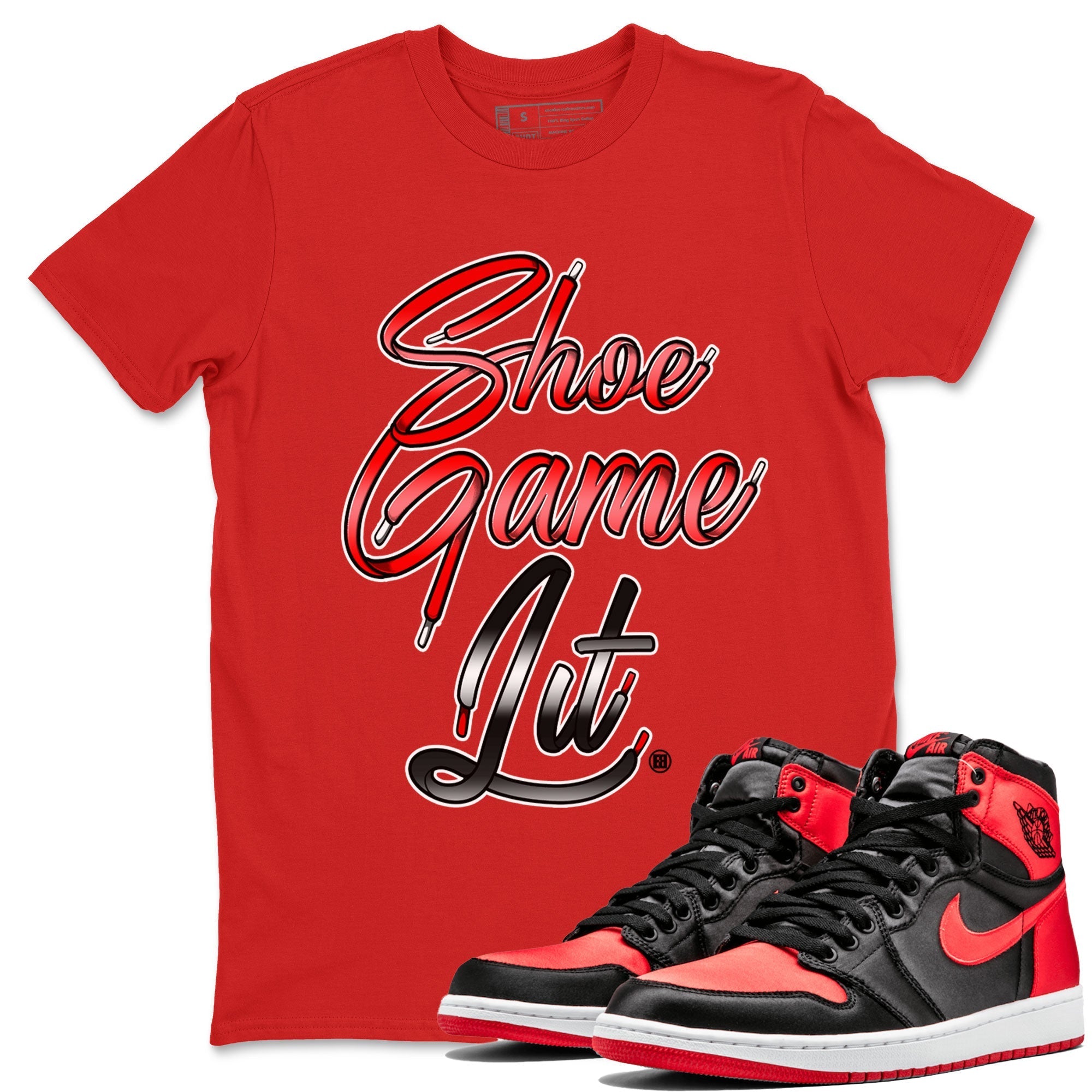 Shoe Game Lit Shoe Lace Unisex Tops - Air Jordan 1 Satin Bred
