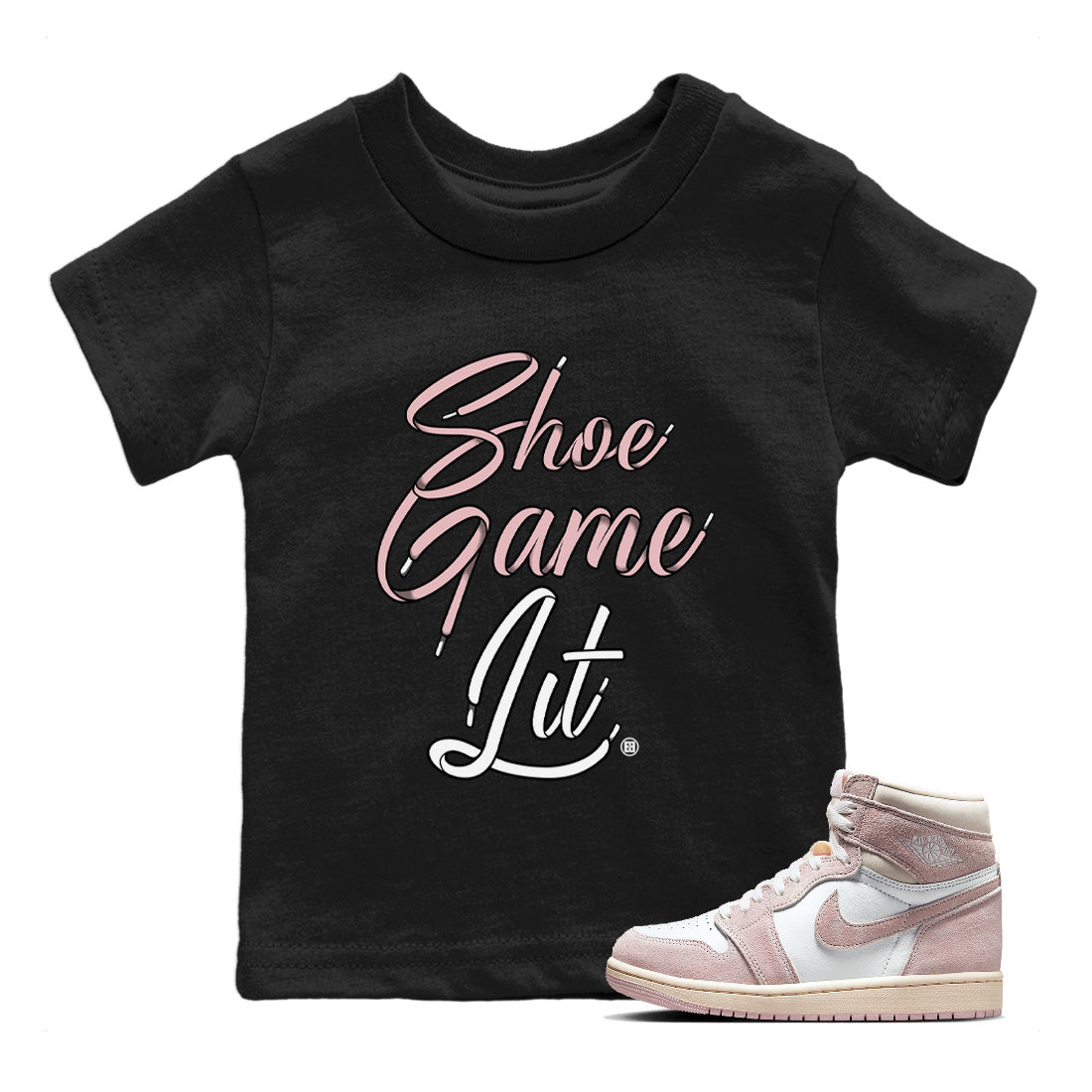Shoe Game Lit Shoe Lace Kids Tops - Air Jordan 1 Washed Pink