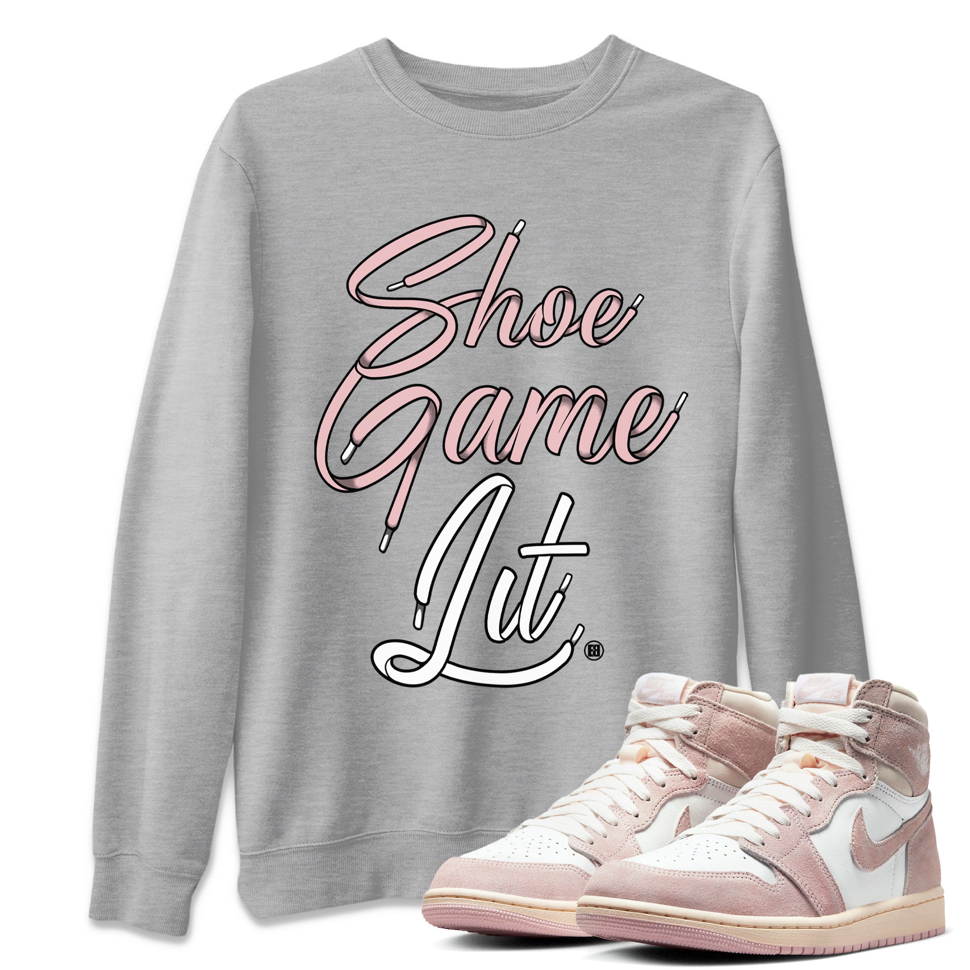 Shoe Game Lit Shoe Lace Unisex Tops - Air Jordan 1 Washed Pink