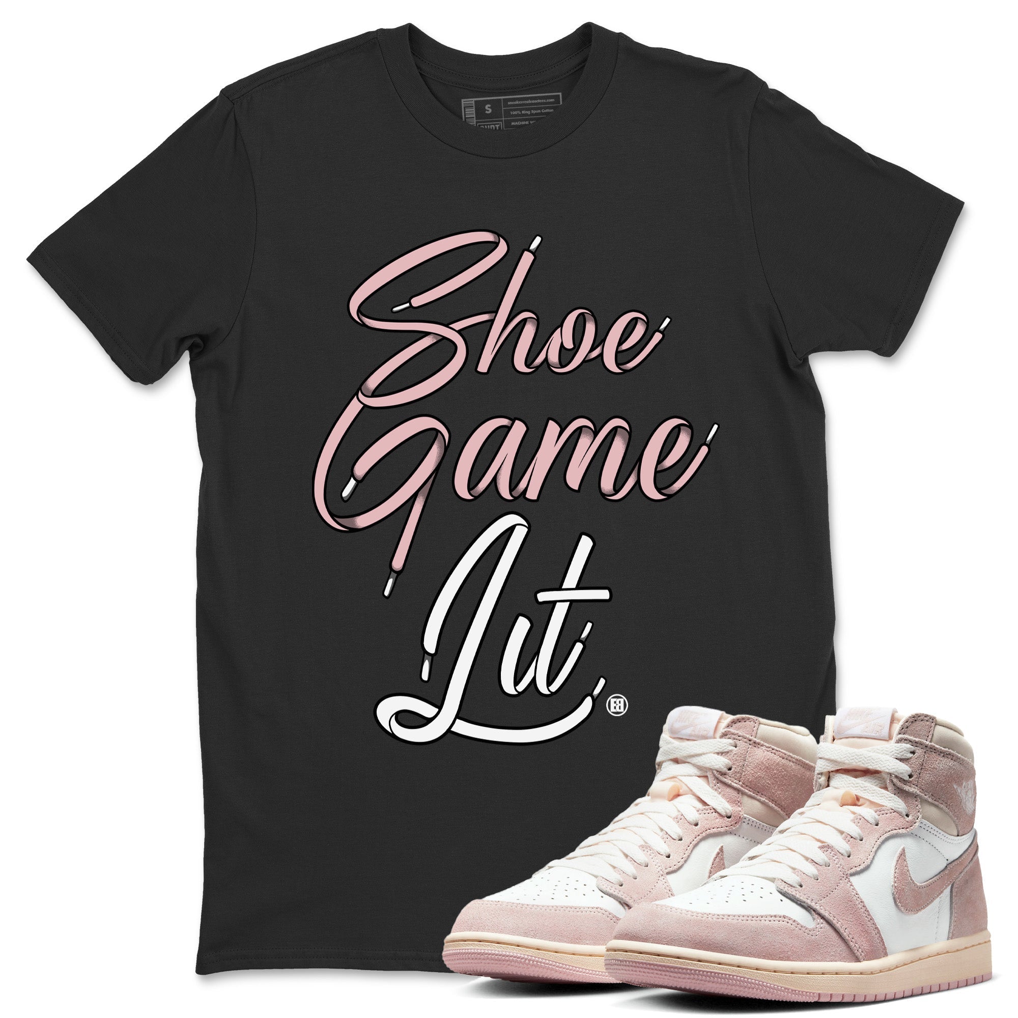 Shoe Game Lit Shoe Lace Unisex Tops - Air Jordan 1 Washed Pink