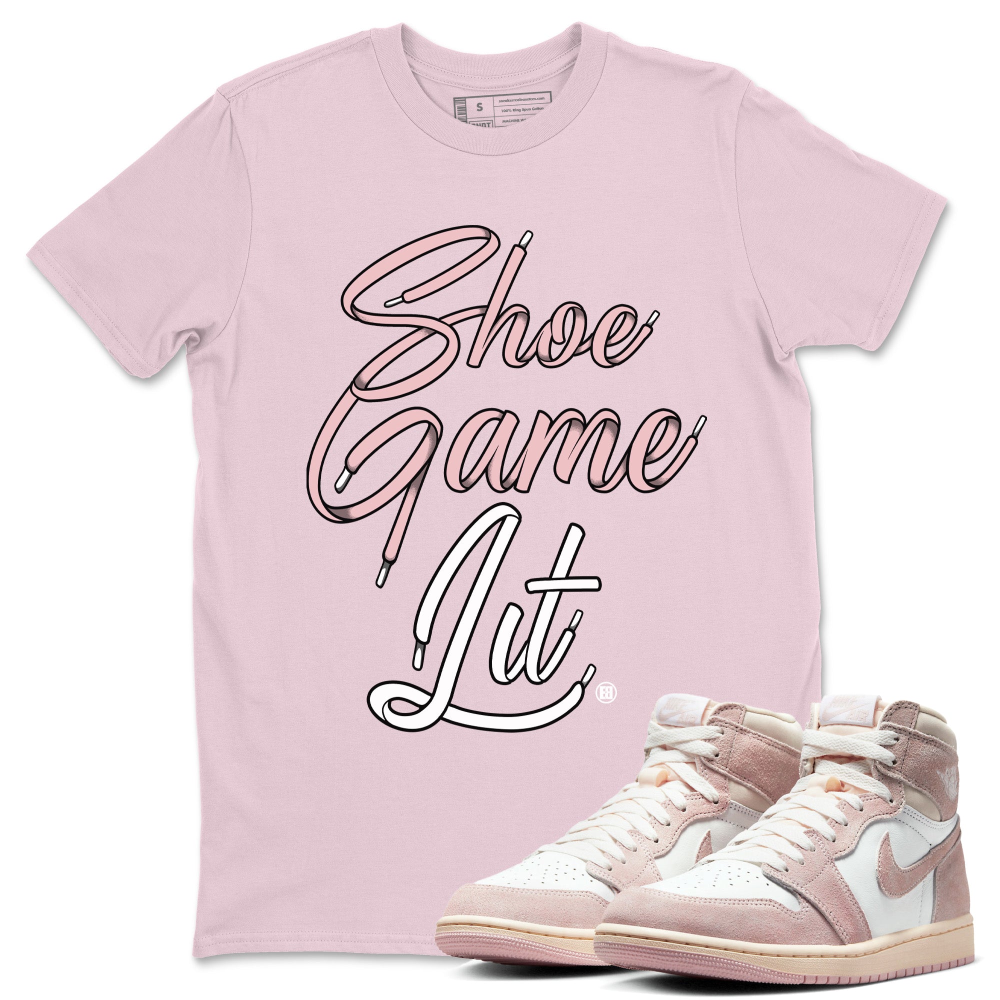 Shoe Game Lit Shoe Lace Unisex Tops - Air Jordan 1 Washed Pink