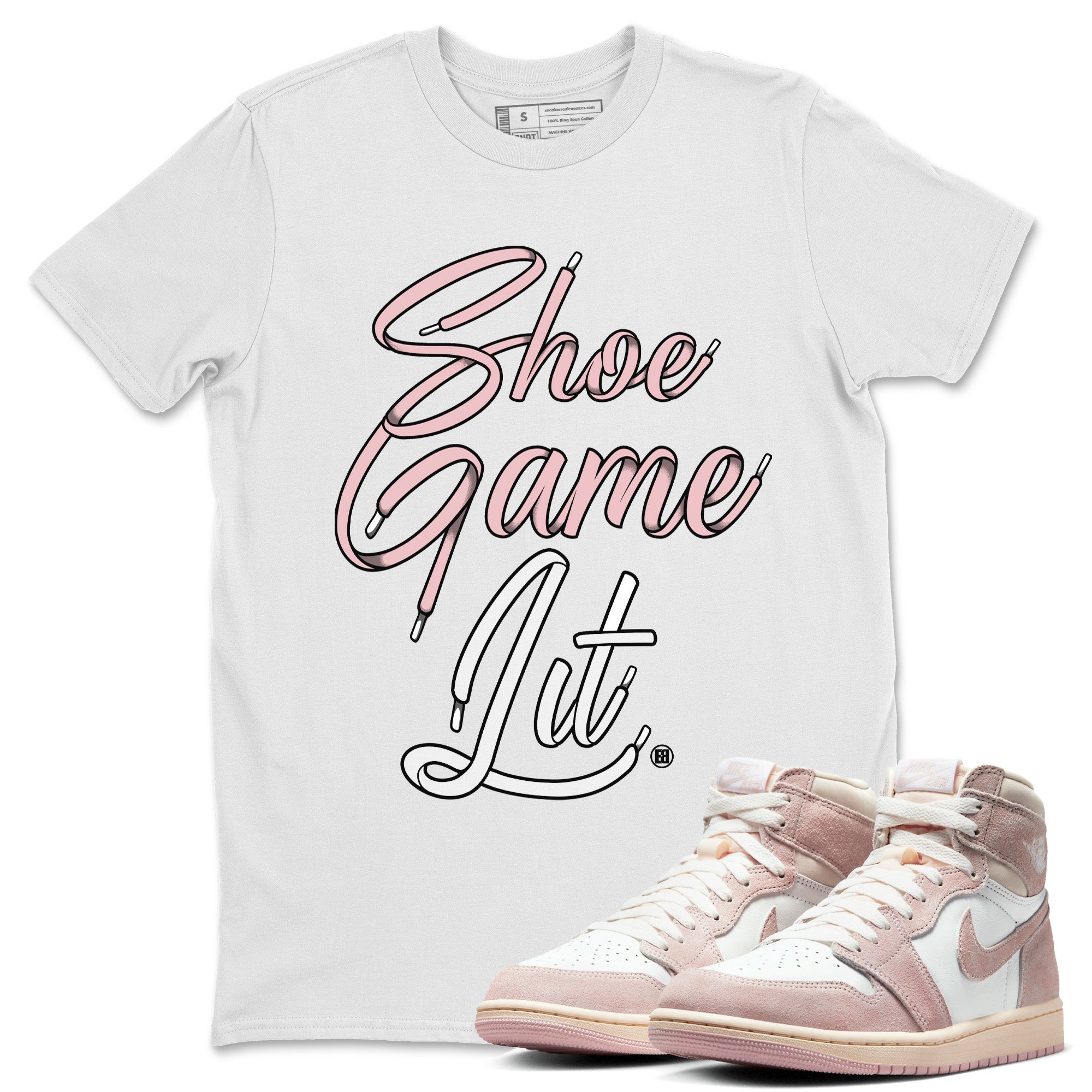 Shoe Game Lit Shoe Lace Unisex Tops - Air Jordan 1 Washed Pink