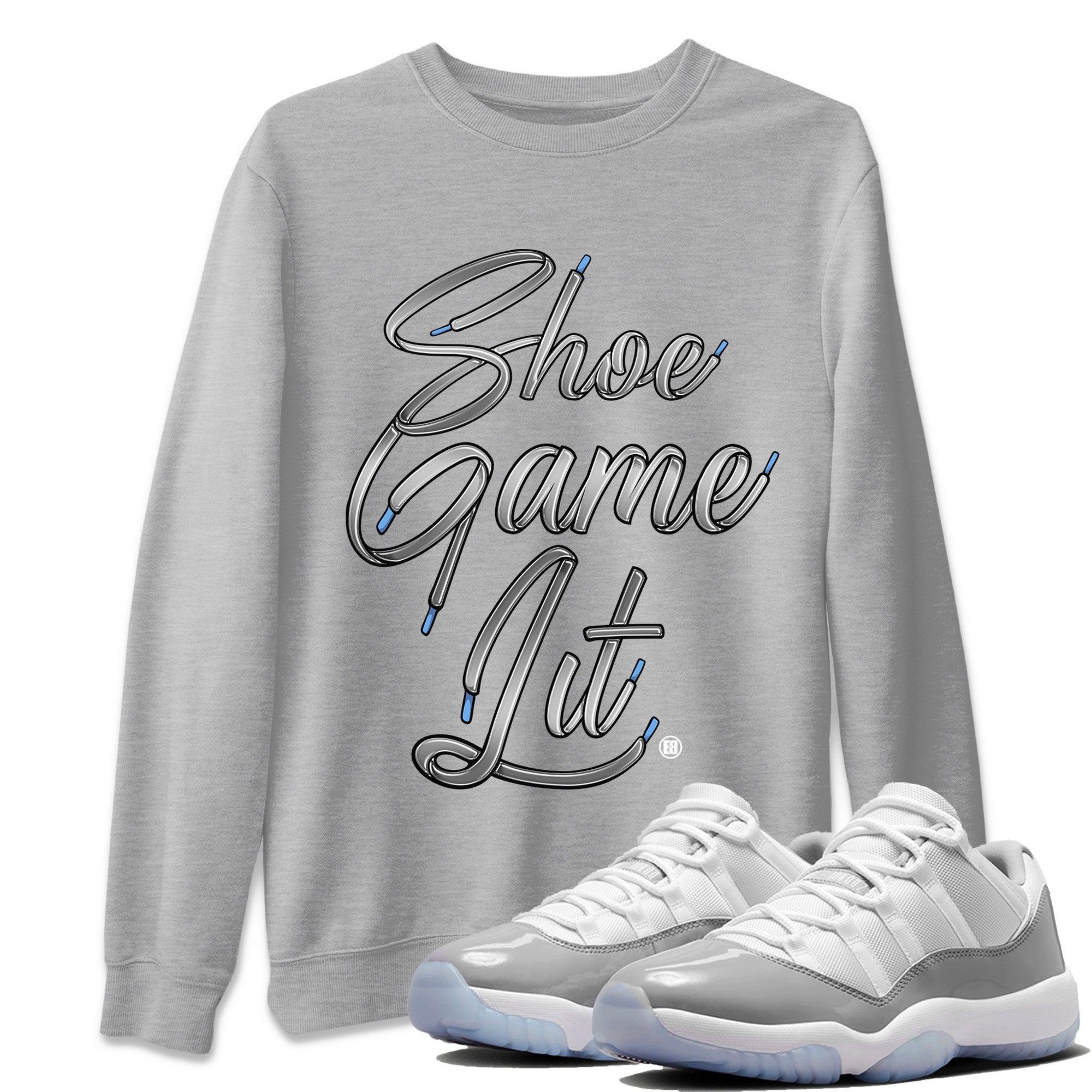 Shoe Game Lit Shoe Lace Unisex Tops - Air Jordan 11 White Cement