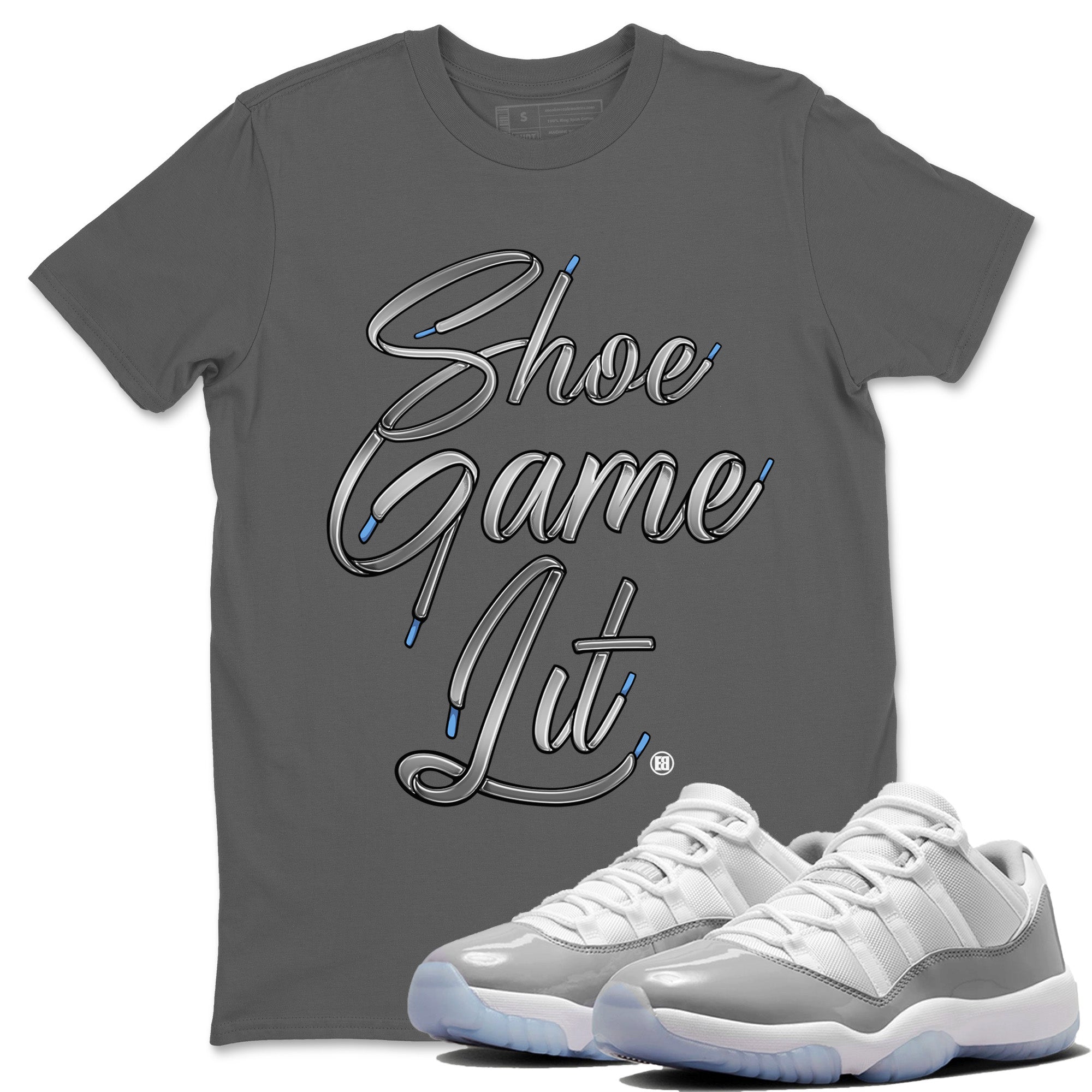 Shoe Game Lit Shoe Lace Unisex Tops - Air Jordan 11 White Cement