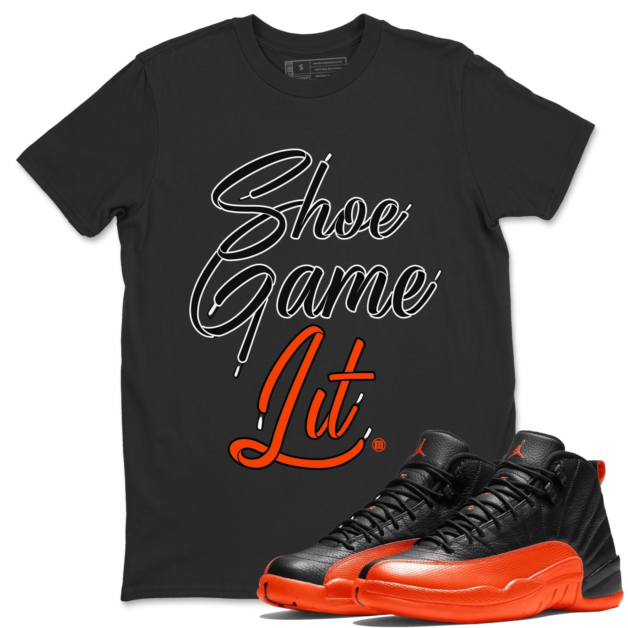 Shoe Game Lit Shoe Lace Unisex Tops - Air Jordan 12 Brilliant Orange