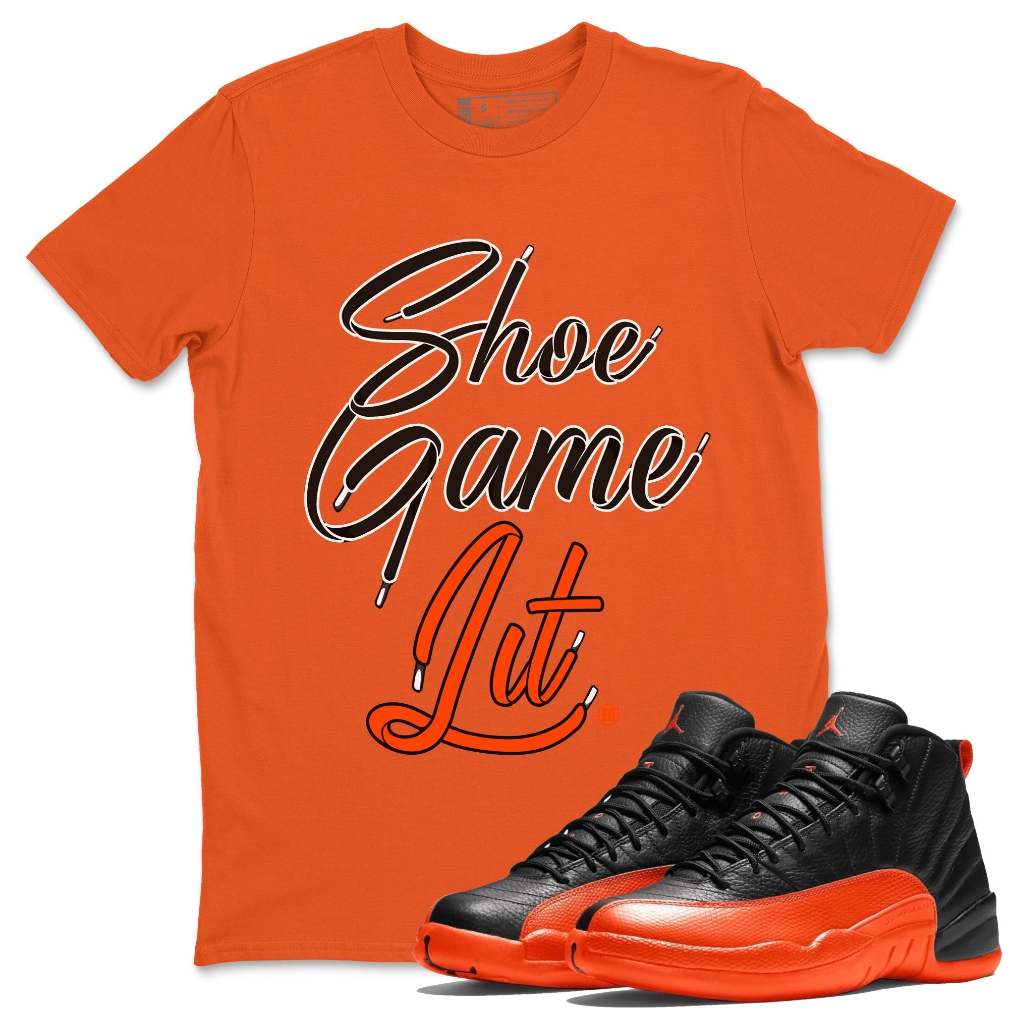 Shoe Game Lit Shoe Lace Unisex Tops - Air Jordan 12 Brilliant Orange