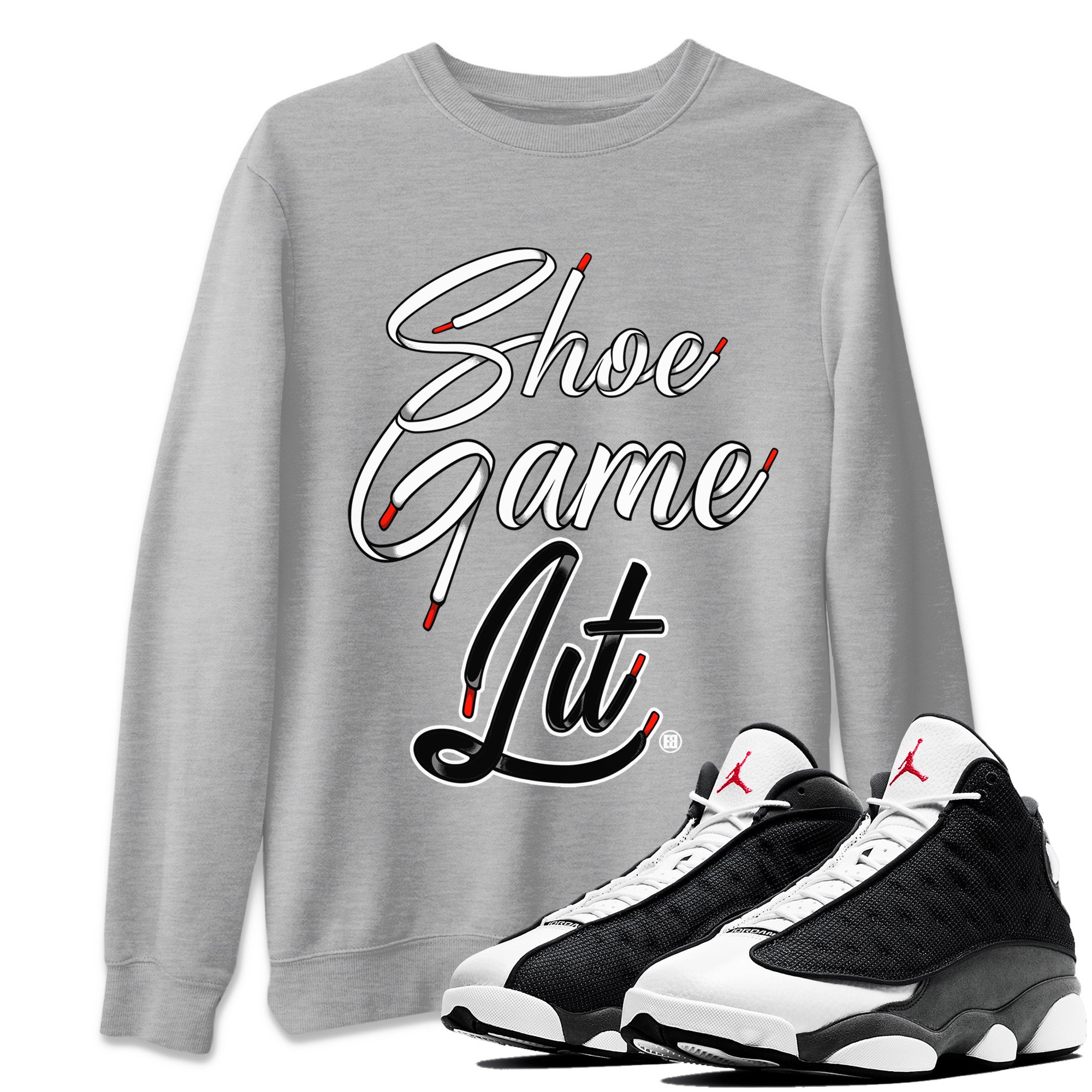 Shoe Game Lit Shoe Lace Unisex Tops - Air Jordan 13 Black Flint
