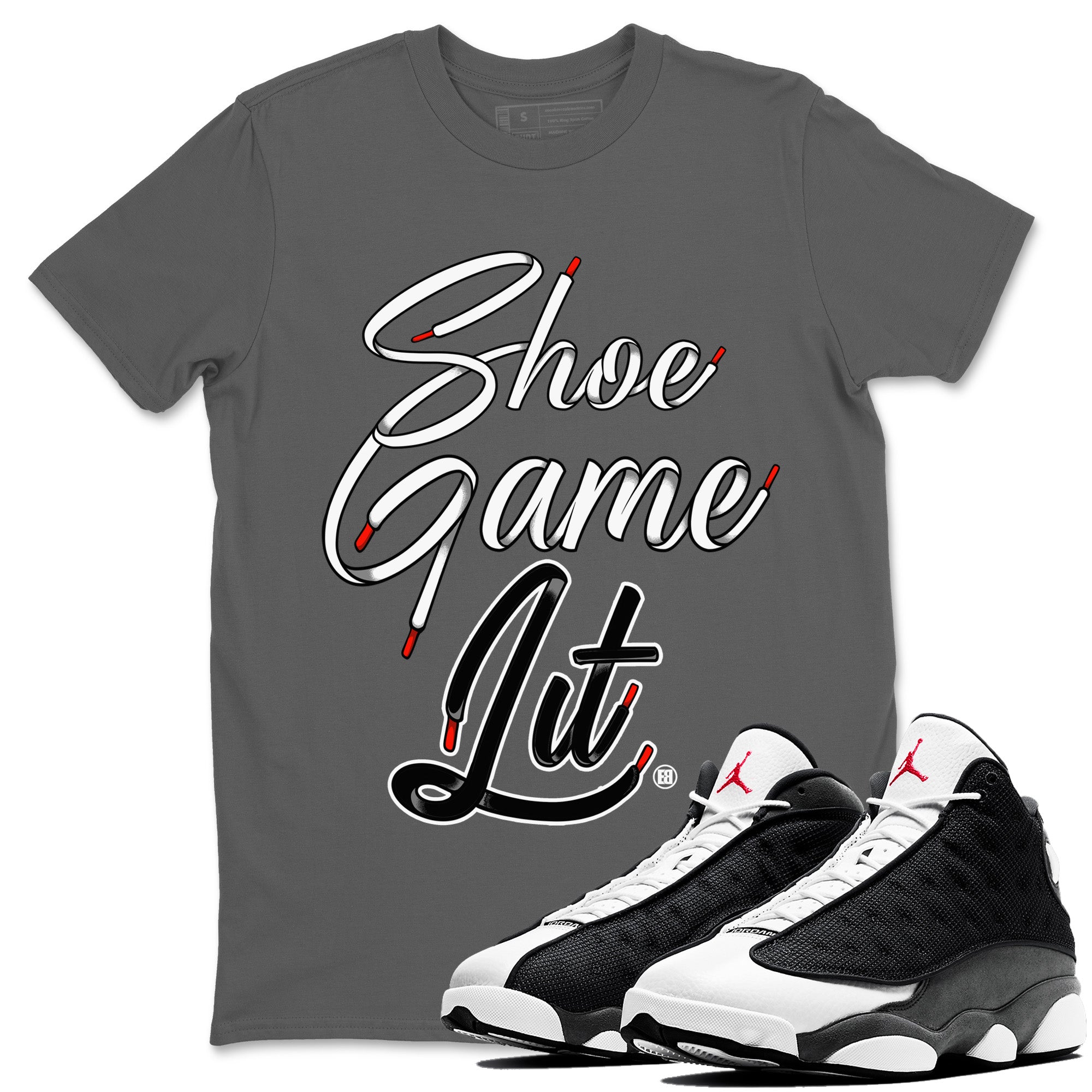 Shoe Game Lit Shoe Lace Unisex Tops - Air Jordan 13 Black Flint