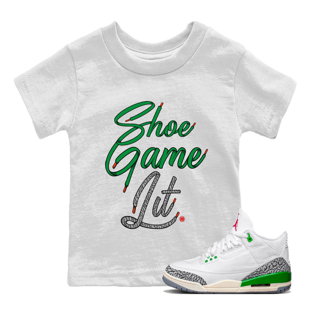 Shoe Game Lit Shoe Lace Kids Tops - Air Jordan 3 Lucky Green