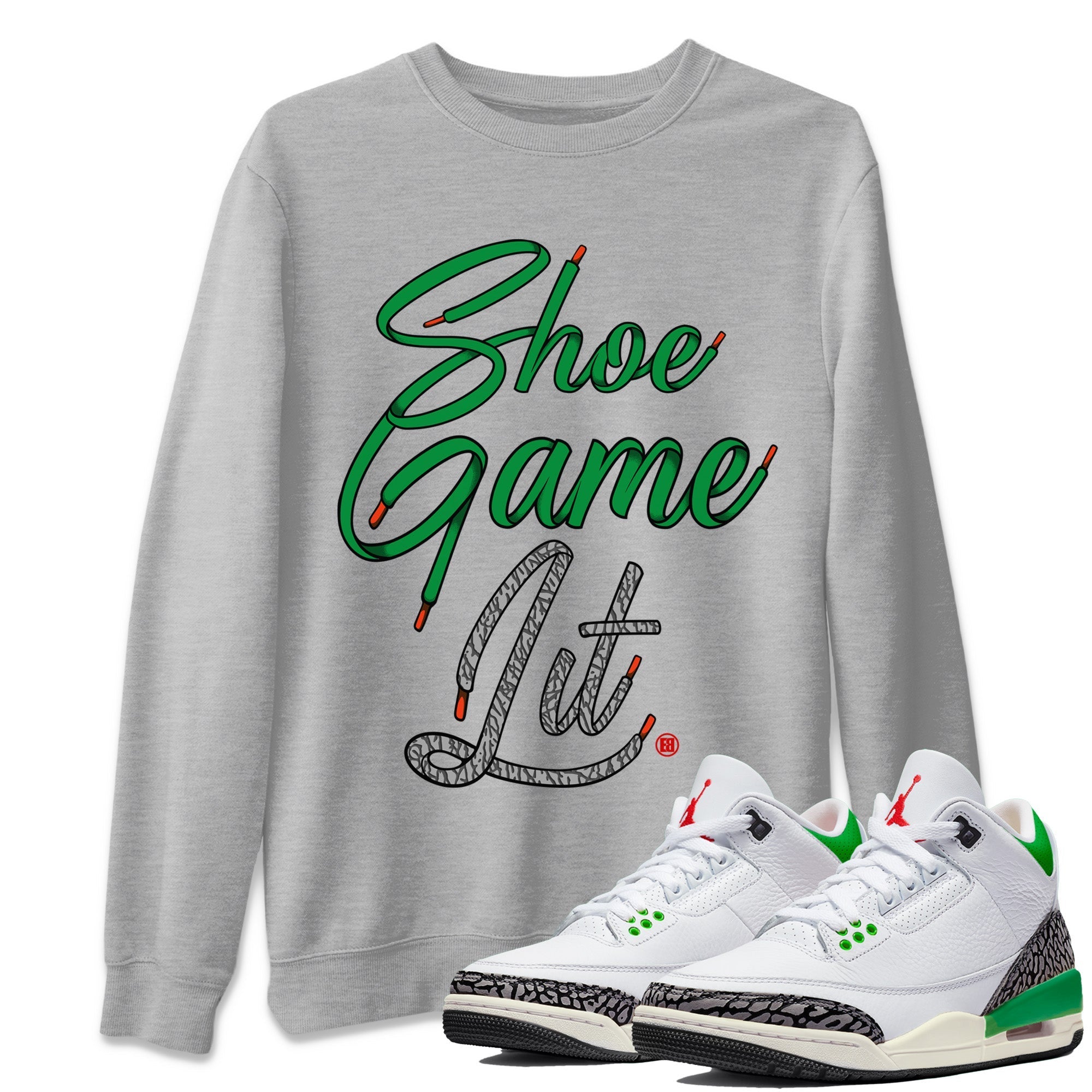 Shoe Game Lit Shoe Lace Unisex Tops - Air Jordan 3 Lucky Green