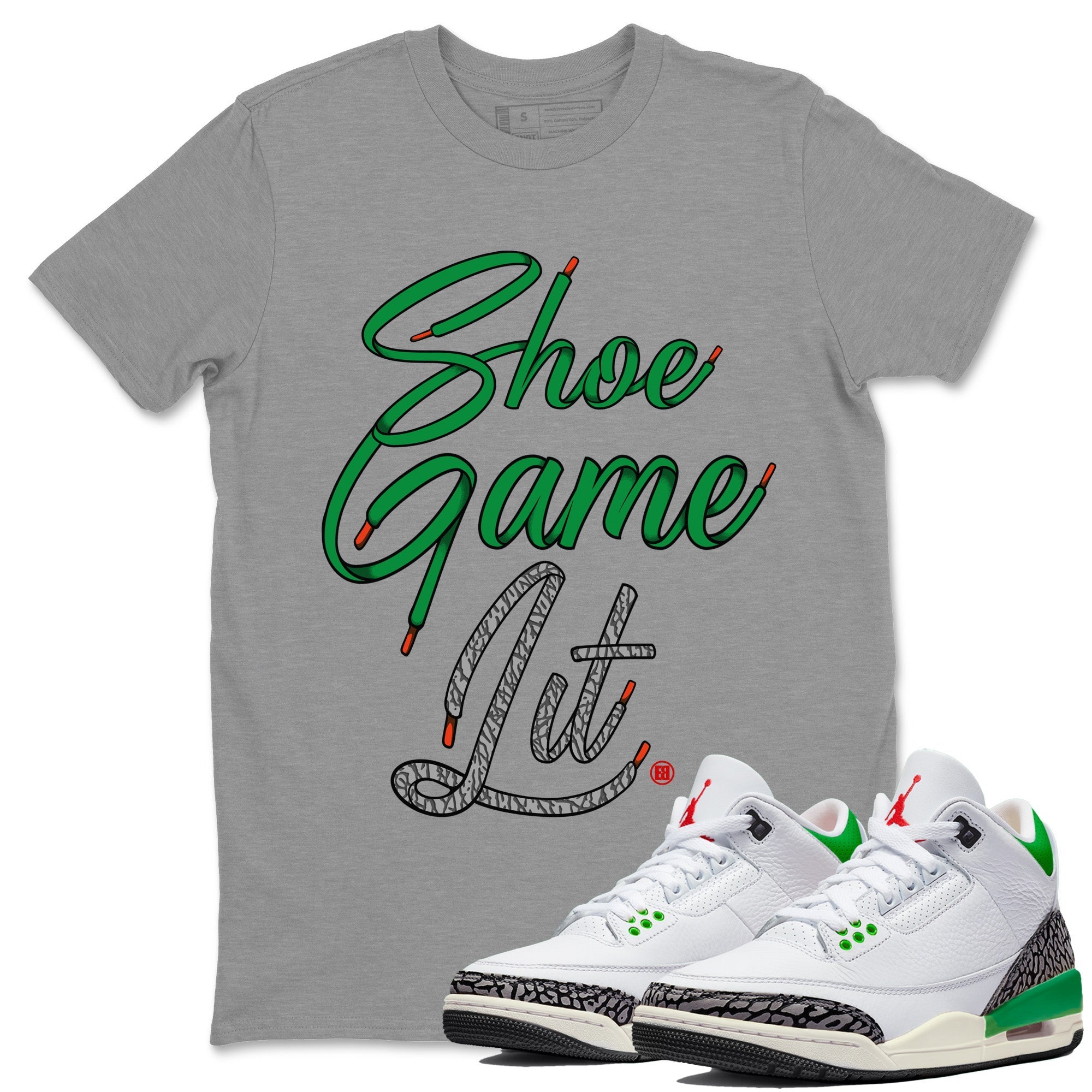 Shoe Game Lit Shoe Lace Unisex Tops - Air Jordan 3 Lucky Green