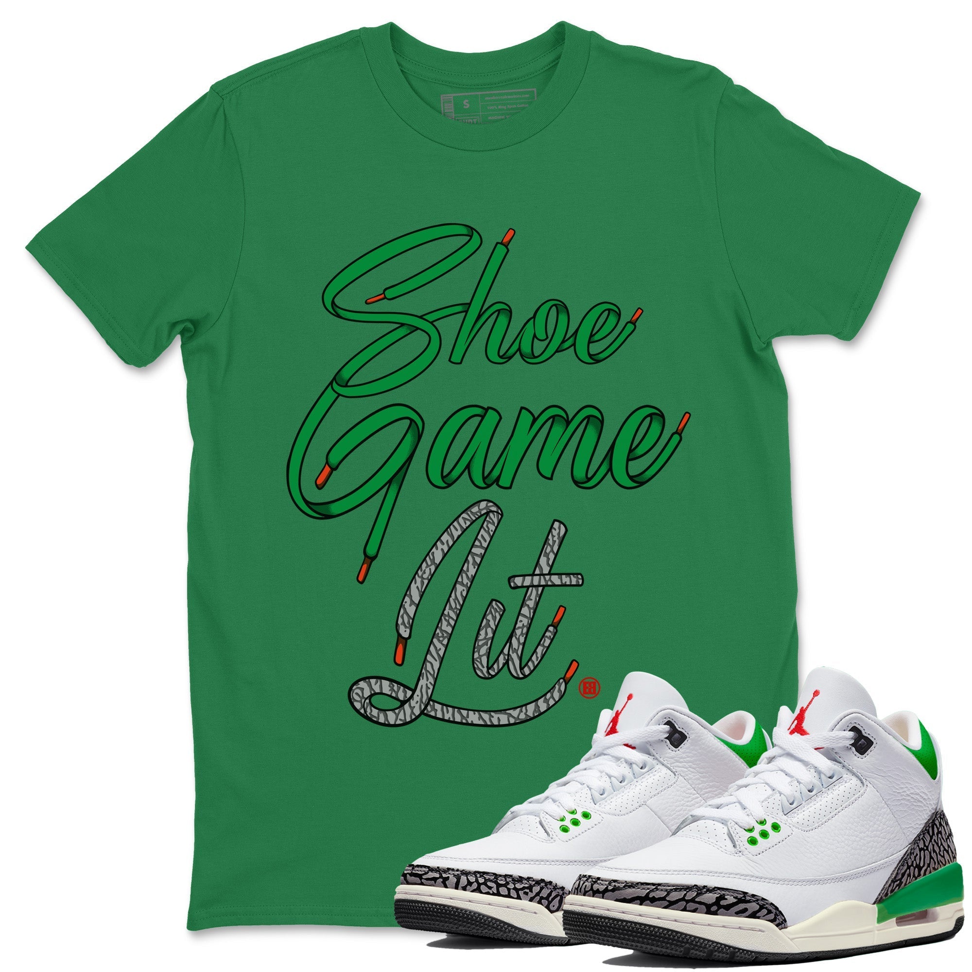 Shoe Game Lit Shoe Lace Unisex Tops - Air Jordan 3 Lucky Green