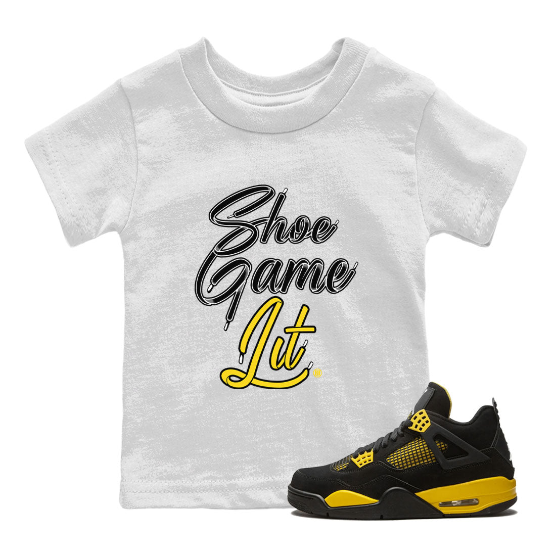 Shoe Game Lit Shoe Lace Kids Tops - Air Jordan 4 Thunder
