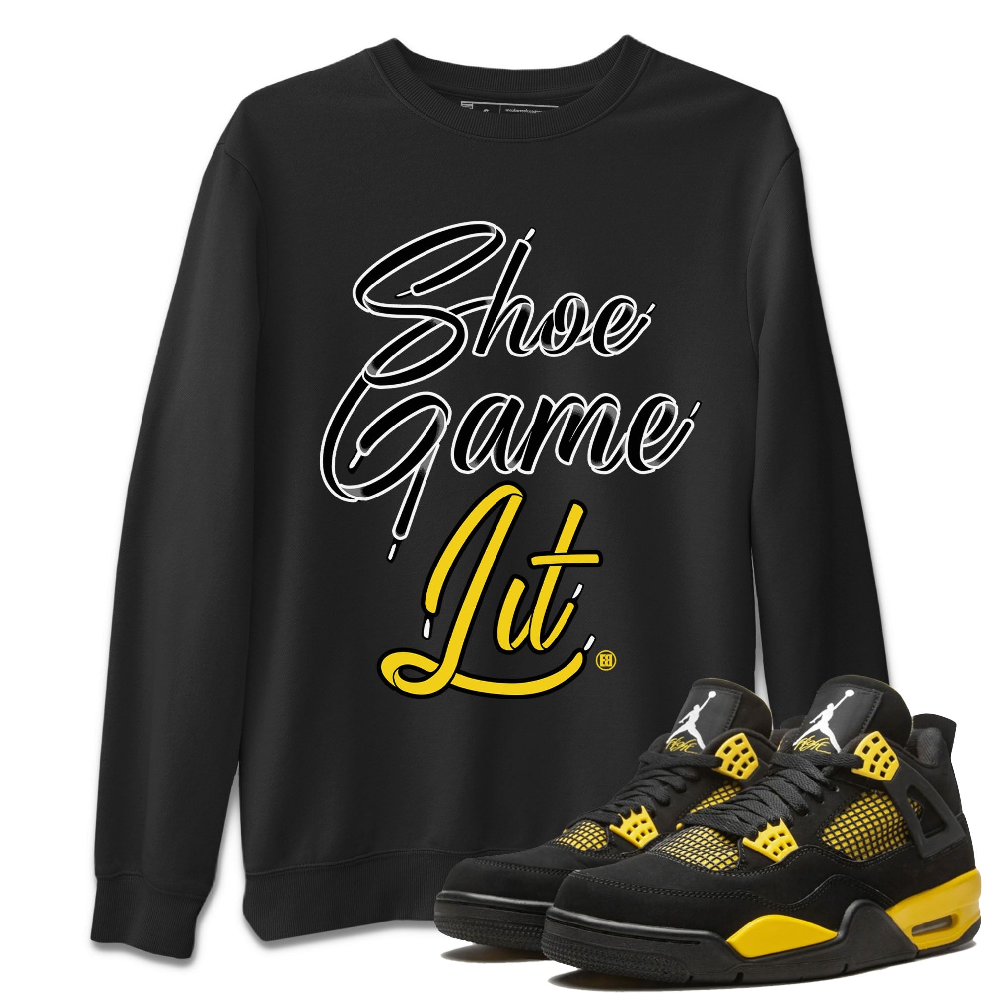 Shoe Game Lit Shoe Lace Unisex Tops - Air Jordan 4 Thunder