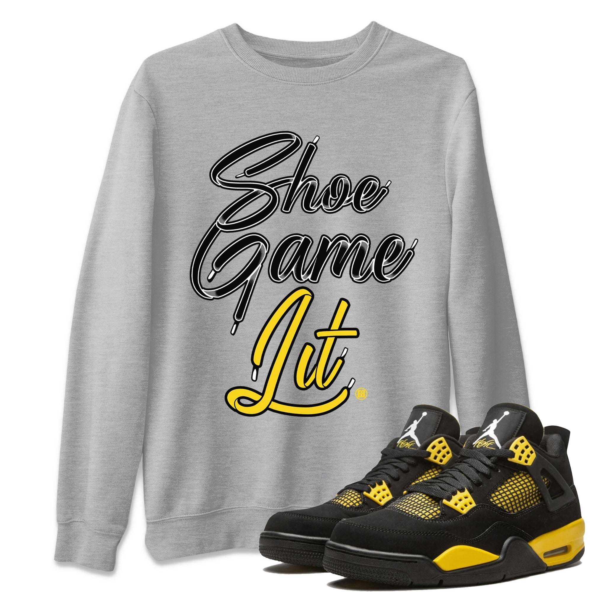 Shoe Game Lit Shoe Lace Unisex Tops - Air Jordan 4 Thunder