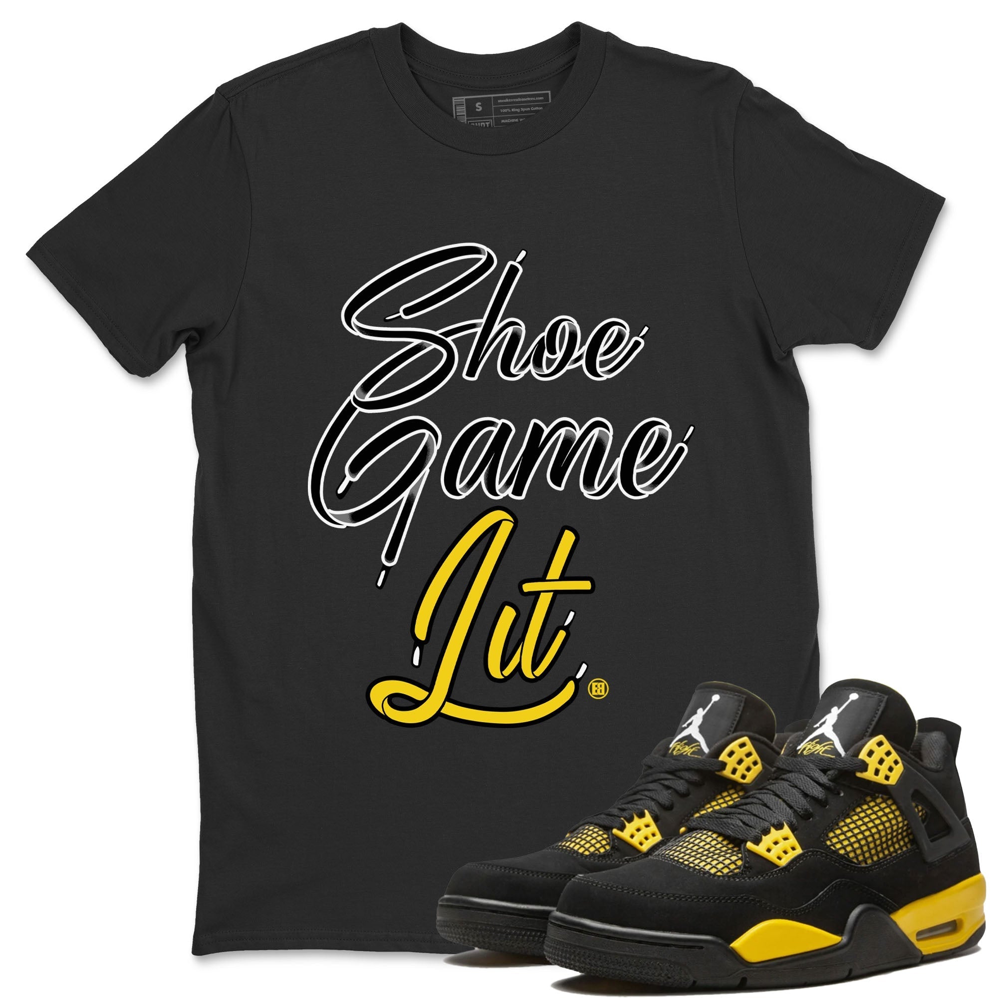 Shoe Game Lit Shoe Lace Unisex Tops - Air Jordan 4 Thunder