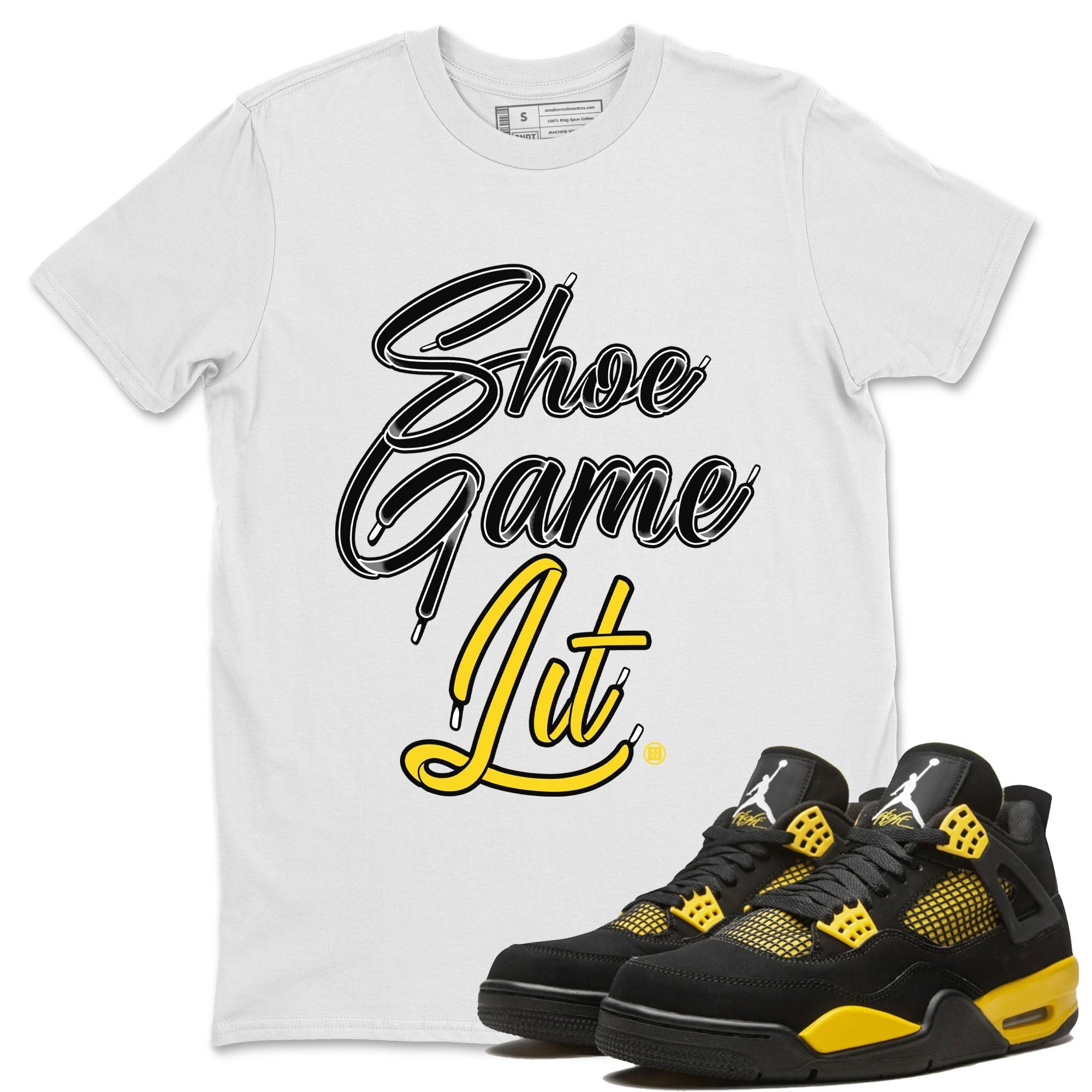 Shoe Game Lit Shoe Lace Unisex Tops - Air Jordan 4 Thunder