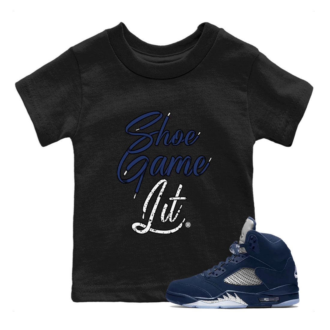 Shoe Game Lit Shoe Lace snkmatch Tee Kids - Air Jordan 5 Georgetown