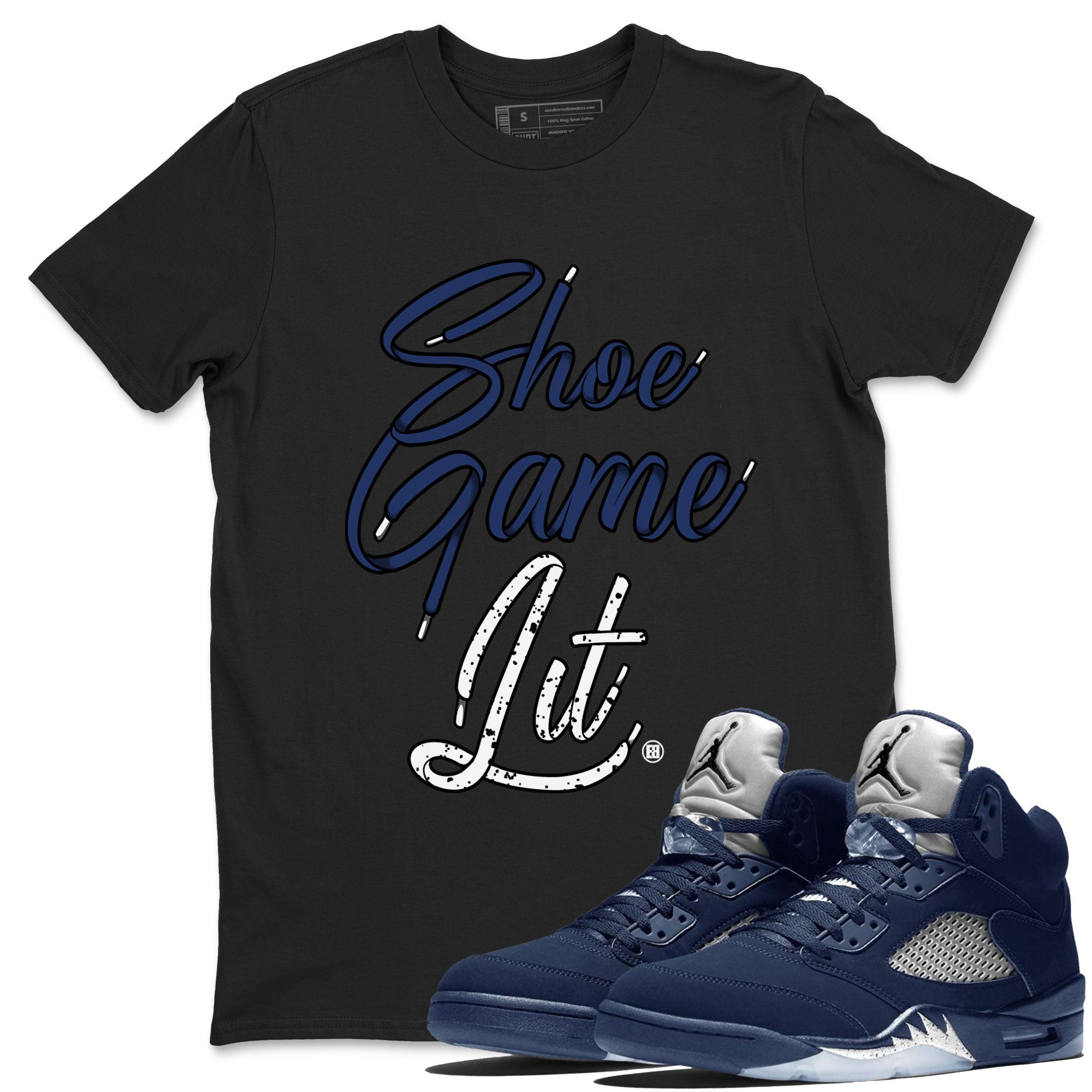 Shoe Game Lit Shoe Lace snkmatch Tee - Air Jordan 5 Georgetown