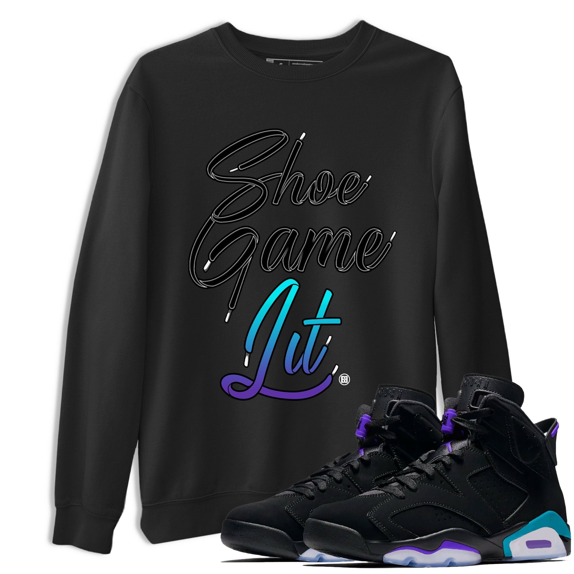 Shoe Game Lit Shoe Lace snkmatch Tee - Air Jordan 6 Aqua