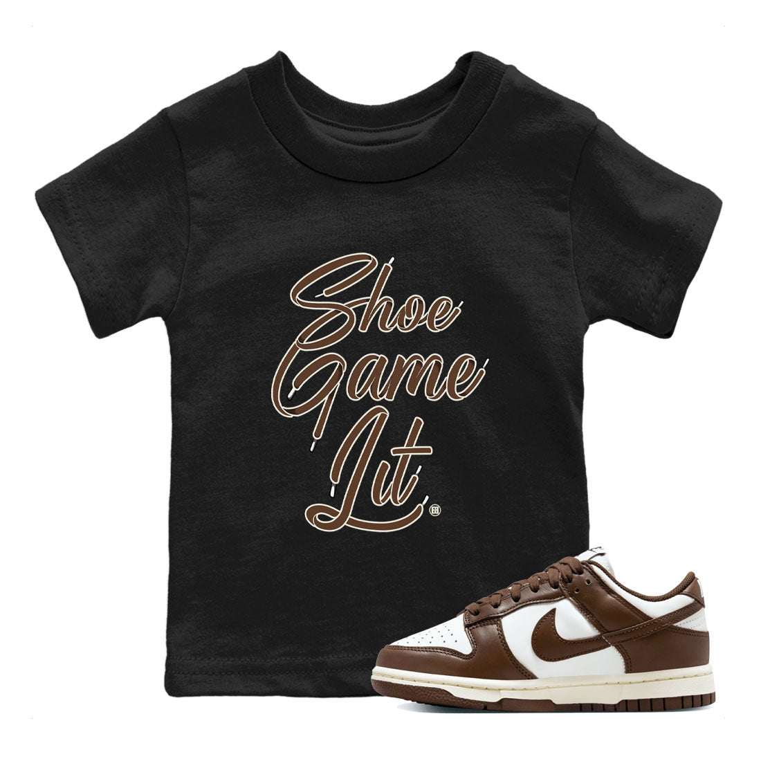 Shoe Game Lit Shoe Lace snkmatch Tee Kids - Dunk Cacao Wow