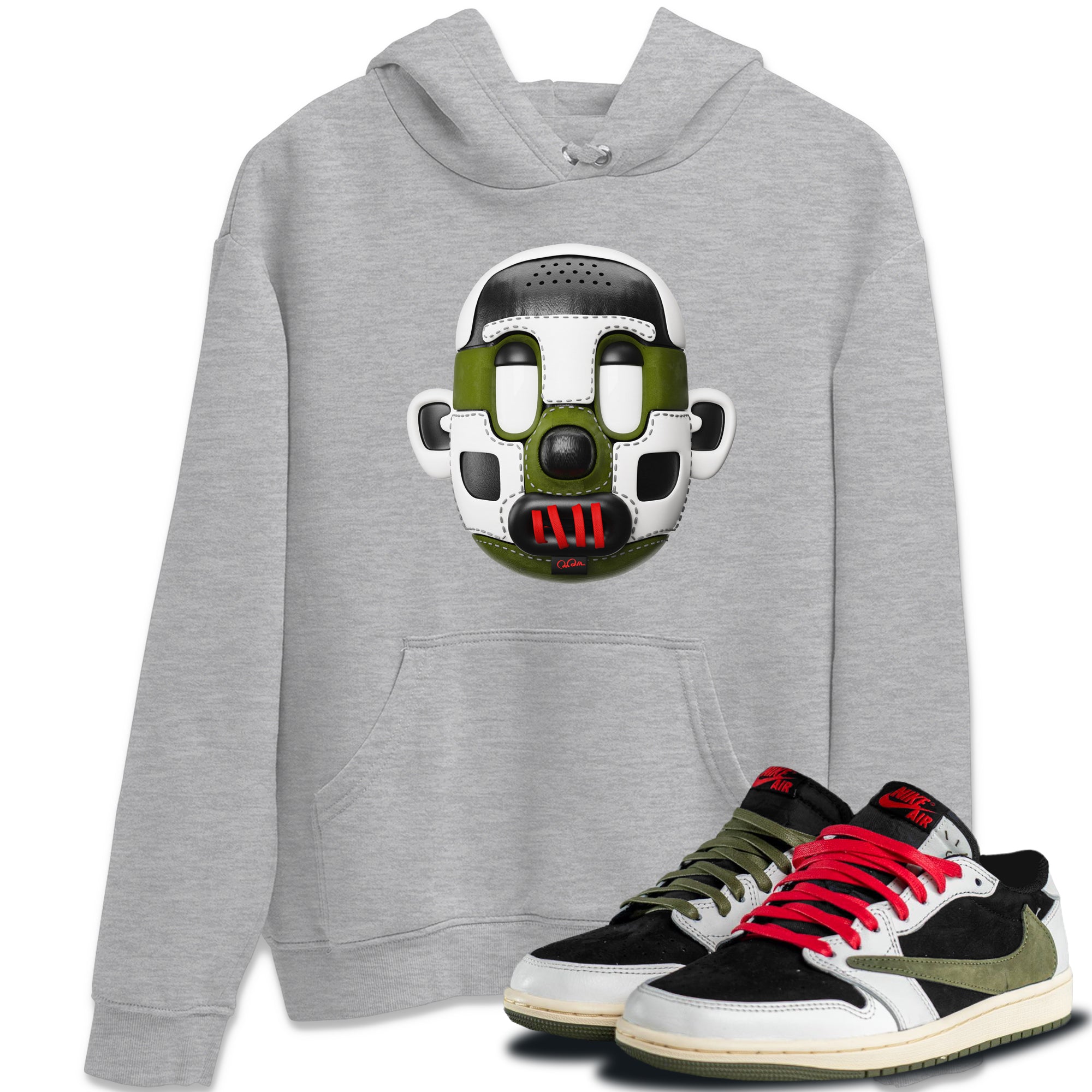 Shoe Head Unisex Tops - Air Jordan 1 Travis Scott Olive